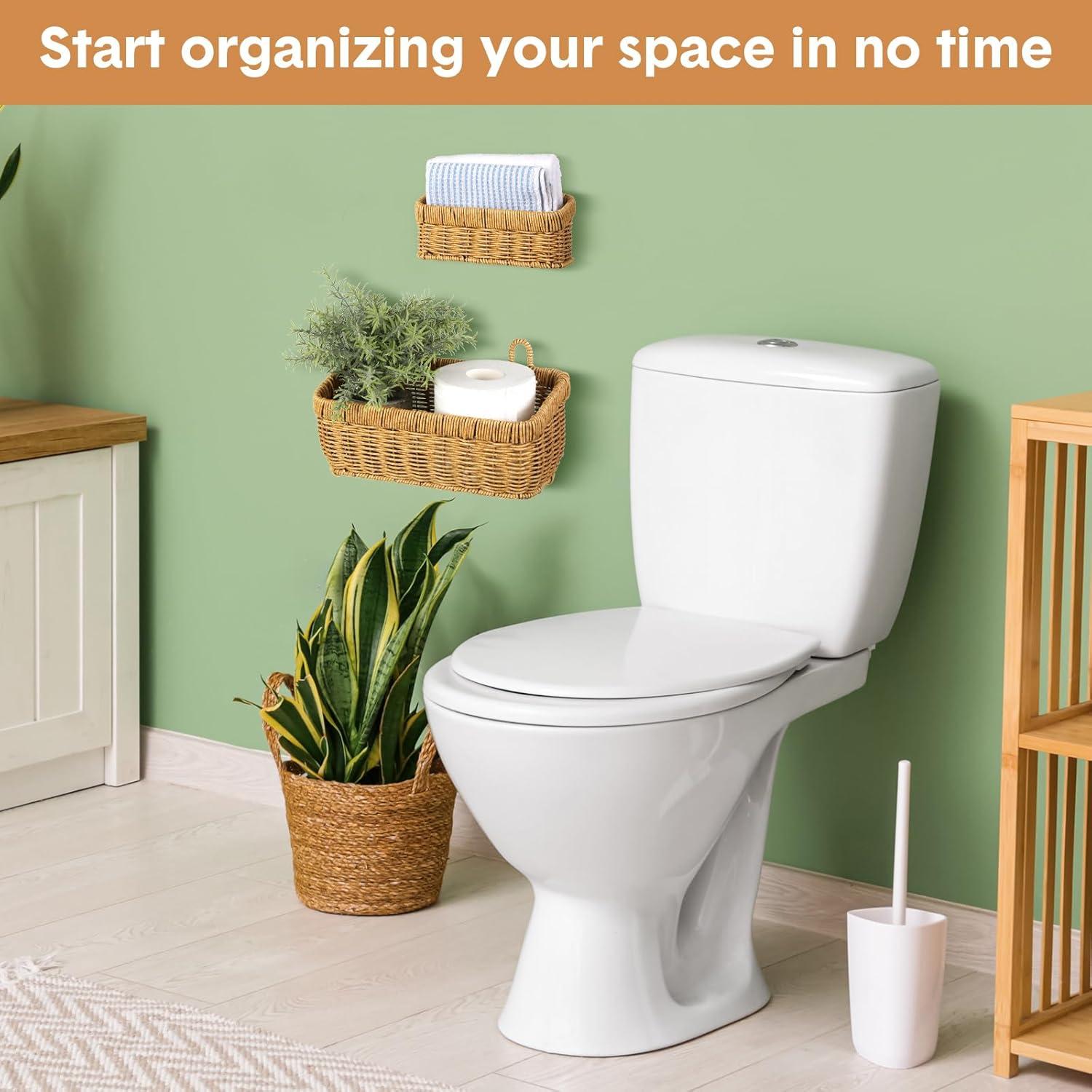 Cestas Colgantes Tioncy 2 Pcs Tejidas Plástico Imitación Ratan