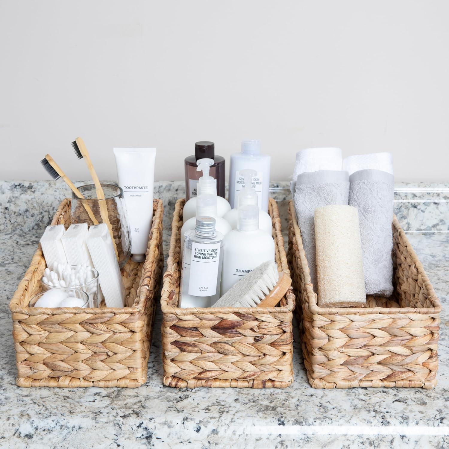 Cesta de Almacenamiento Rectangular Natural Household Essentials