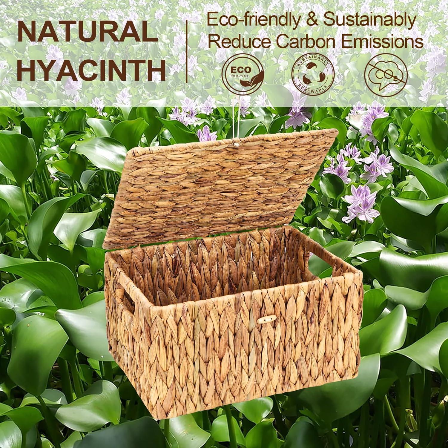 Cesta de Almacenamiento de Mimbre FairyHaus 2Pack con Tapa