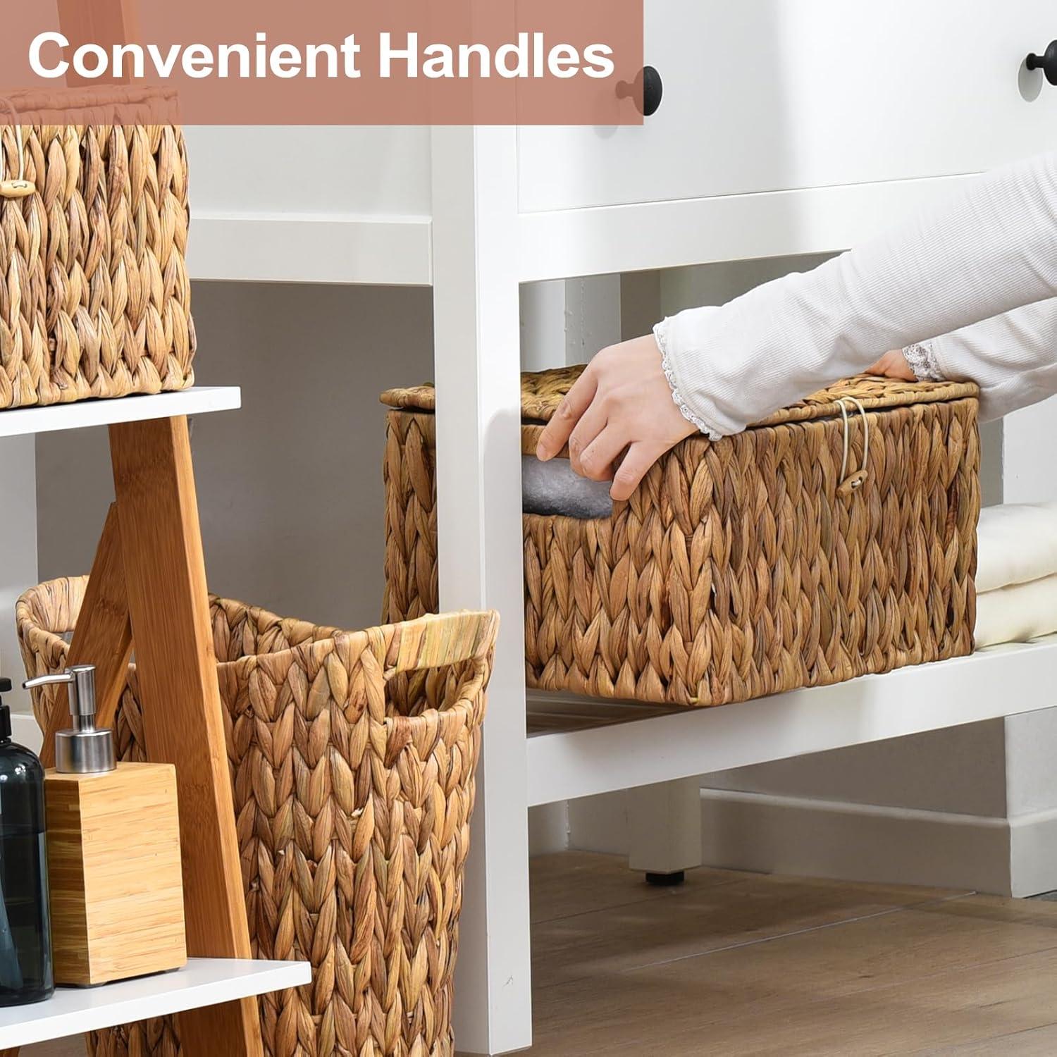 Cesta de Almacenamiento de Mimbre FairyHaus 2Pack con Tapa