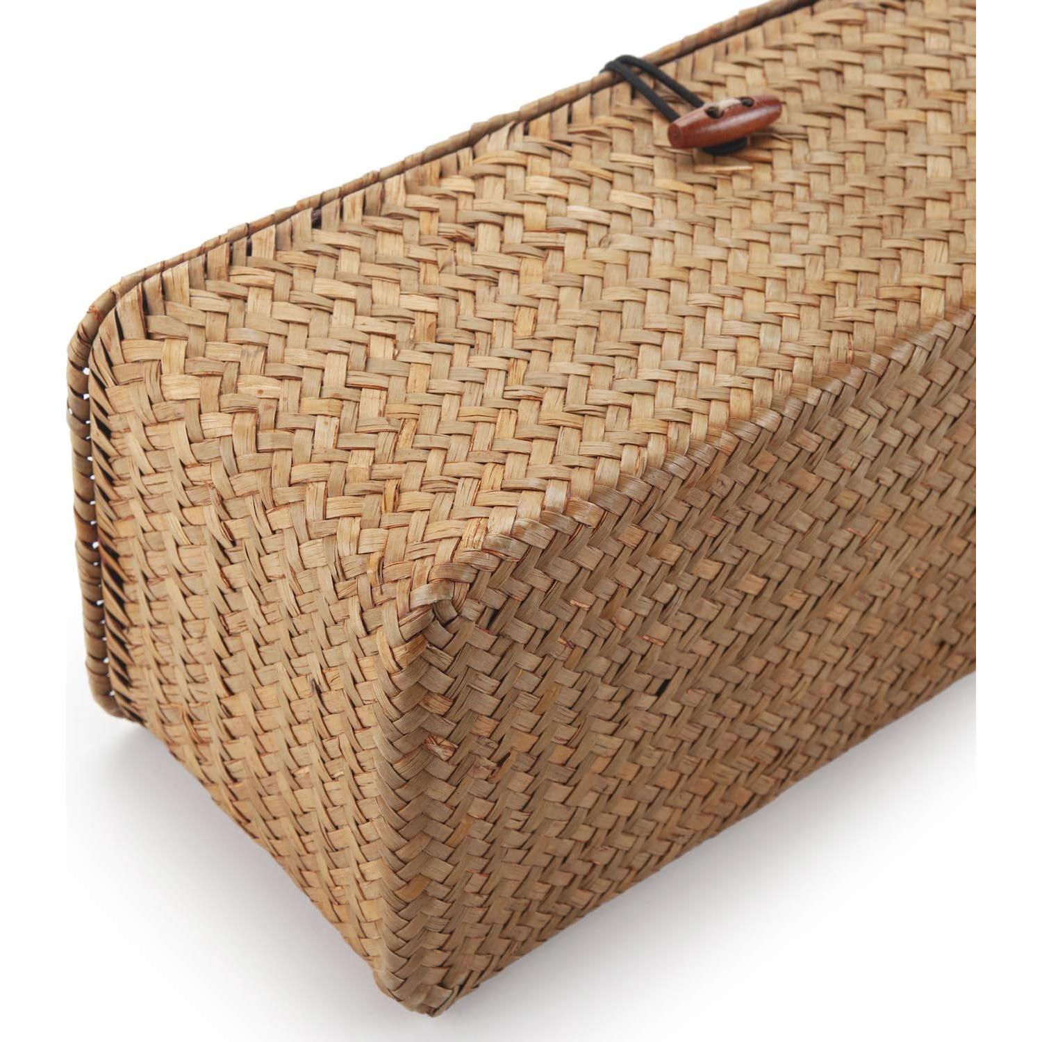 Cesta de Almacenamiento DECRAFTS de Hierba Marina con Tapa 42x14x14cm