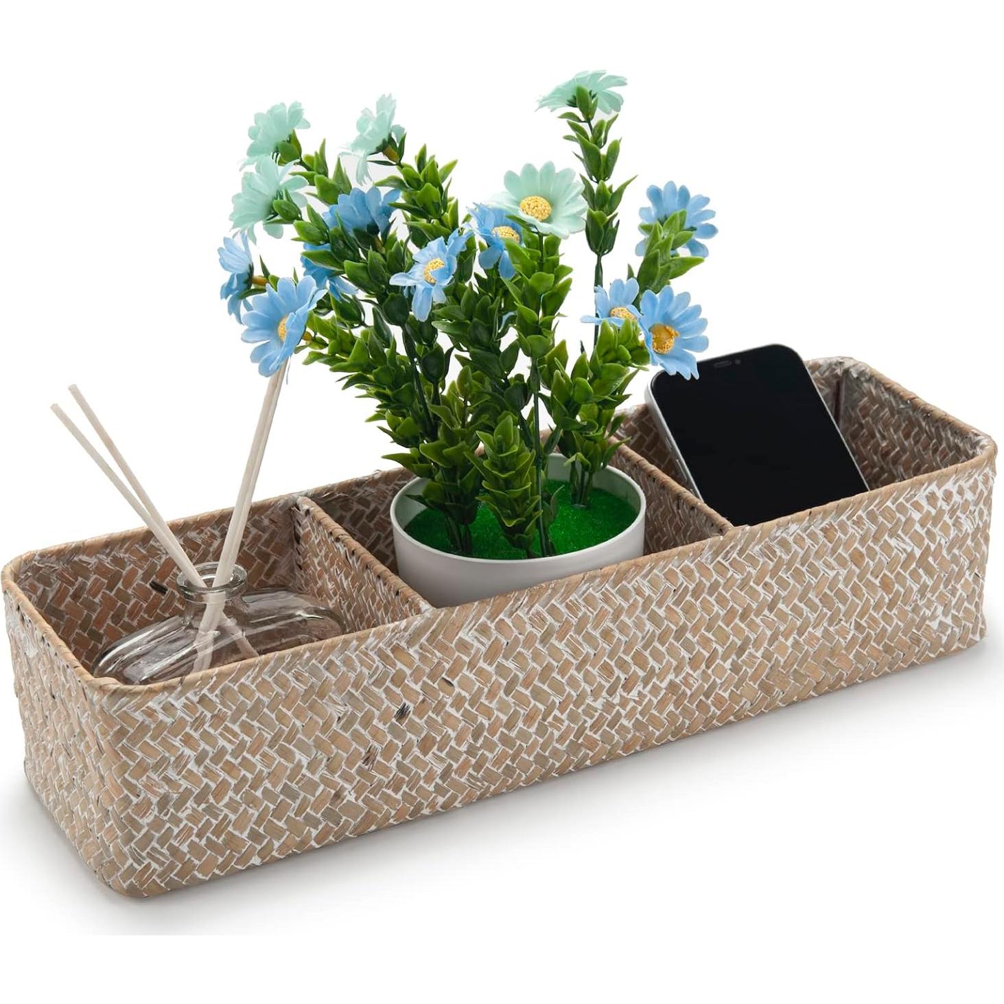 Cesta de Almacenamiento DECRAFTS de Hierba Marina 3 Secciones 37x12x8cm