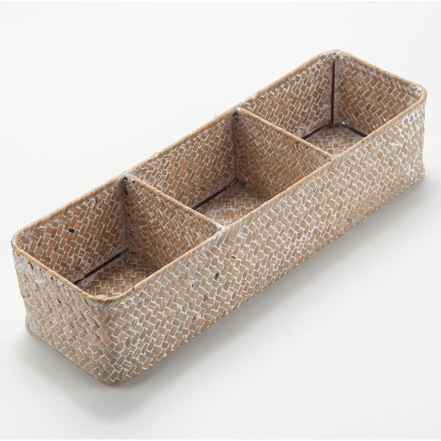 Cesta de Almacenamiento DECRAFTS de Hierba Marina 3 Secciones 37x12x8cm