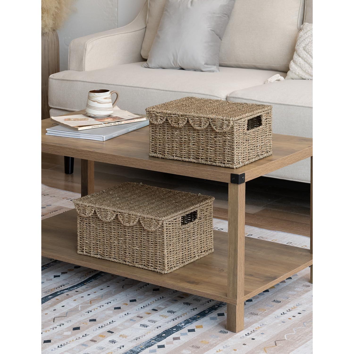 Cesta de Mimbre StorageWorks con Tapa Ondulada 38.1x28.6x17.8cm