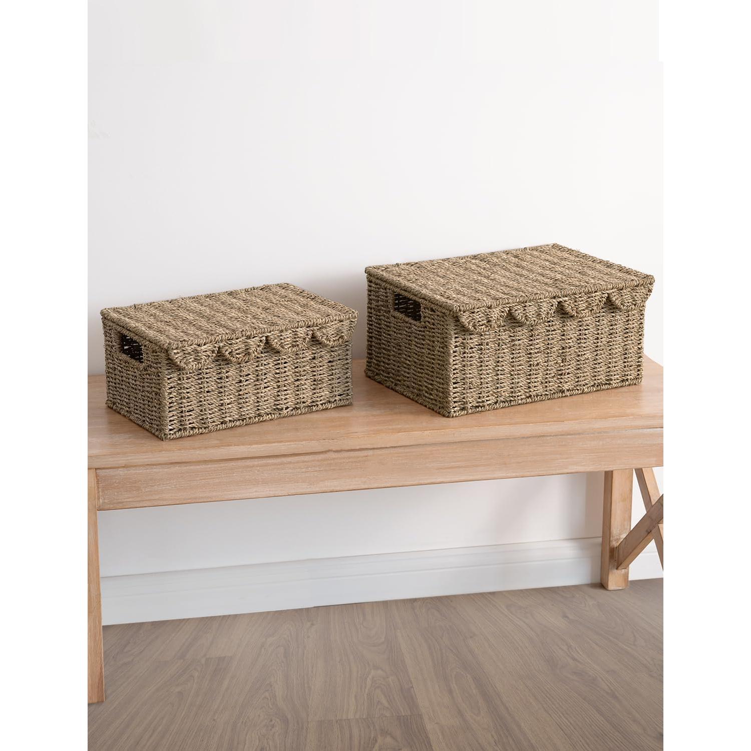 Cesta de Mimbre StorageWorks con Tapa Ondulada 38.1x28.6x17.8cm