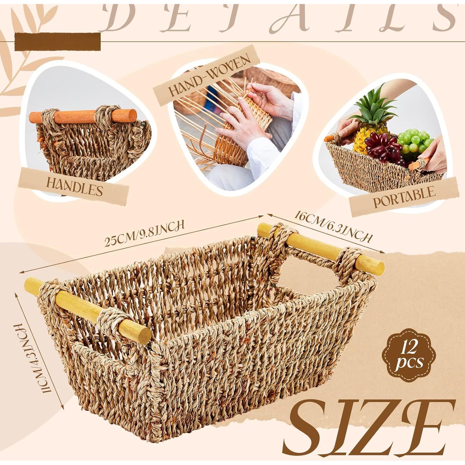 Cestas de Mimbre Marsui 12 Pcs 24.89x16x10.92 cm