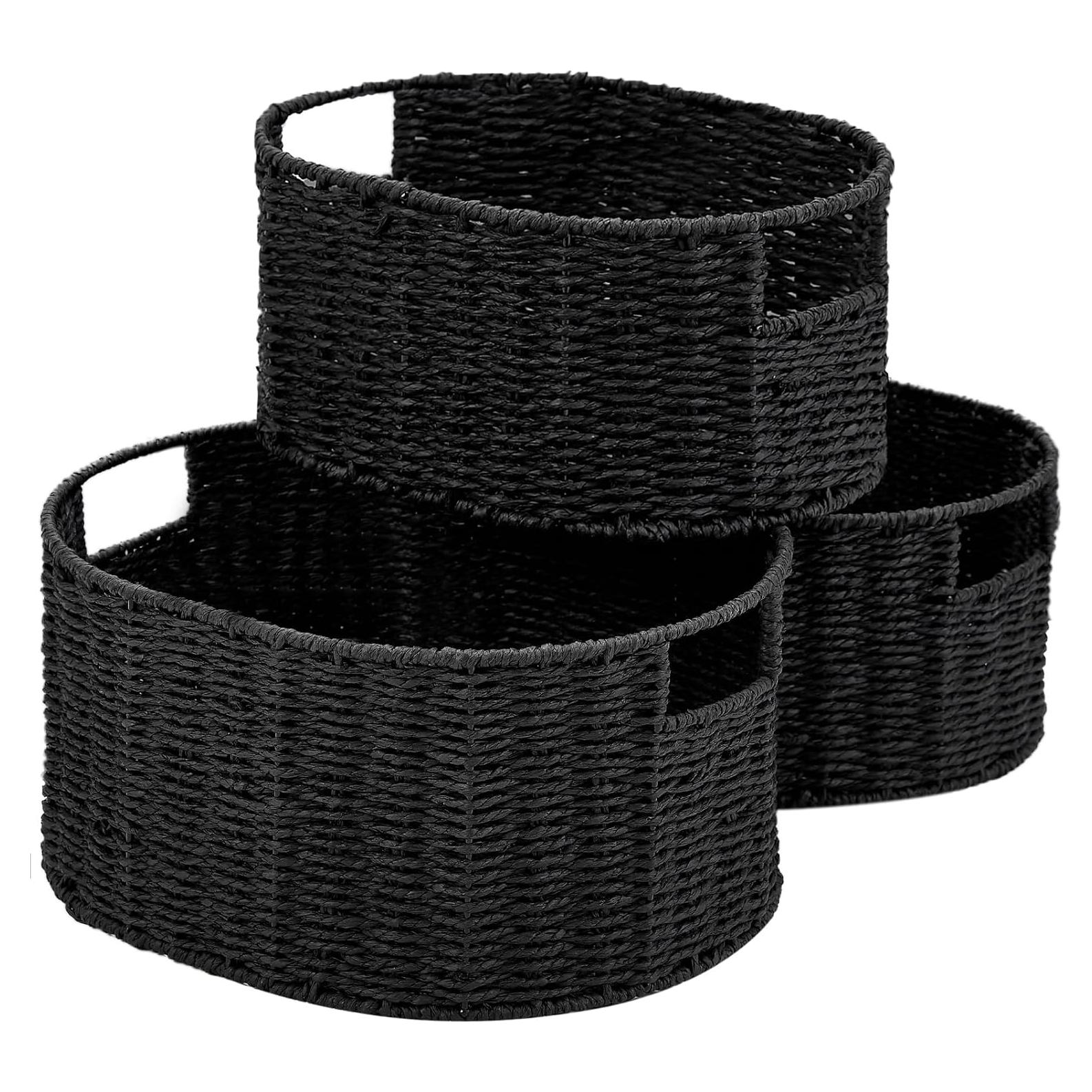 Juego de 3 Cestas de Mimbre Vagusicc Redondas 38.1x30.5 cm