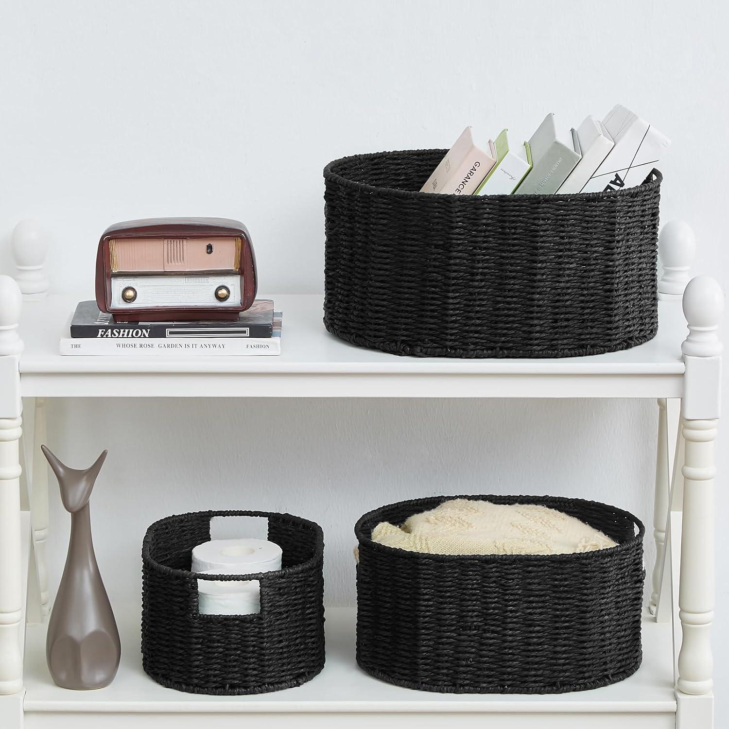 Juego de 3 Cestas de Mimbre Vagusicc Redondas 38.1x30.5 cm