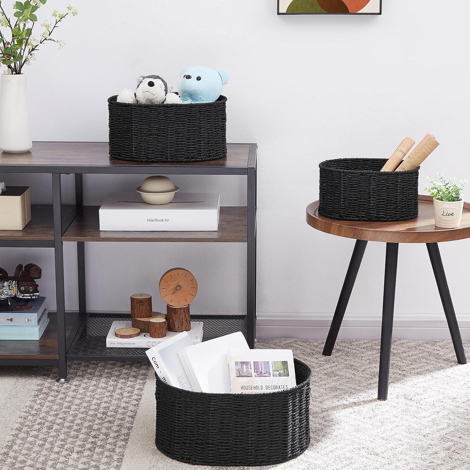 Juego de 3 Cestas de Mimbre Vagusicc Redondas 38.1x30.5 cm