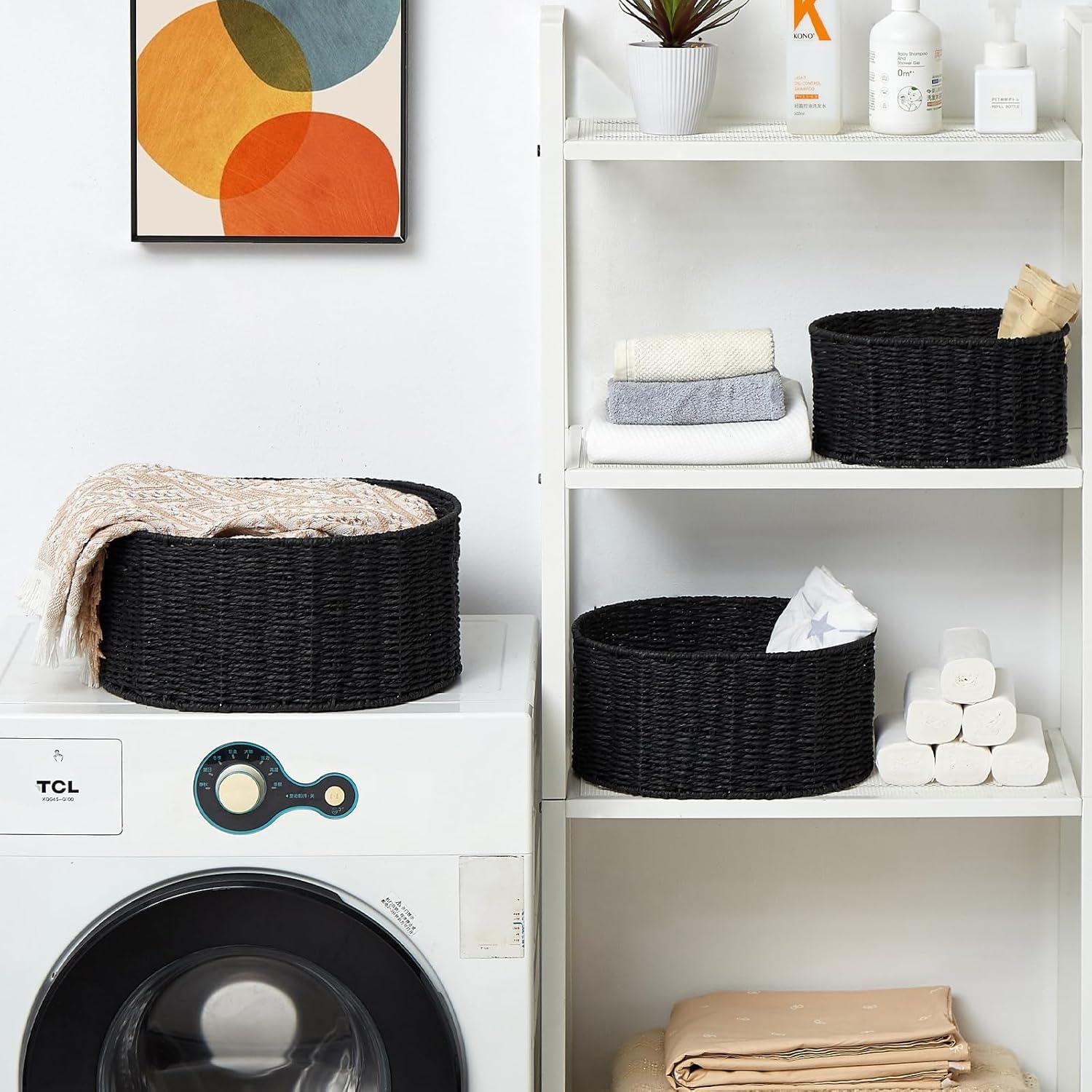 Juego de 3 Cestas de Mimbre Vagusicc Redondas 38.1x30.5 cm