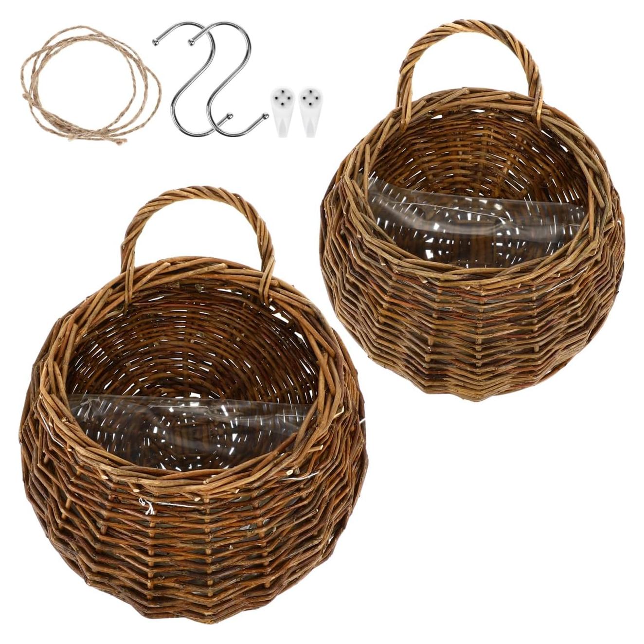 Cestas Colgantes de Mimbre Yardwe - 2 Piezas 31x27x12 cm