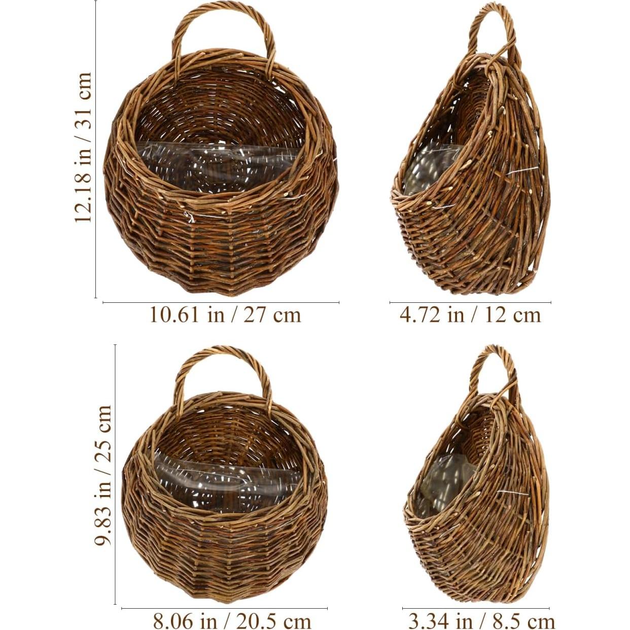 Cestas Colgantes de Mimbre Yardwe - 2 Piezas 31x27x12 cm