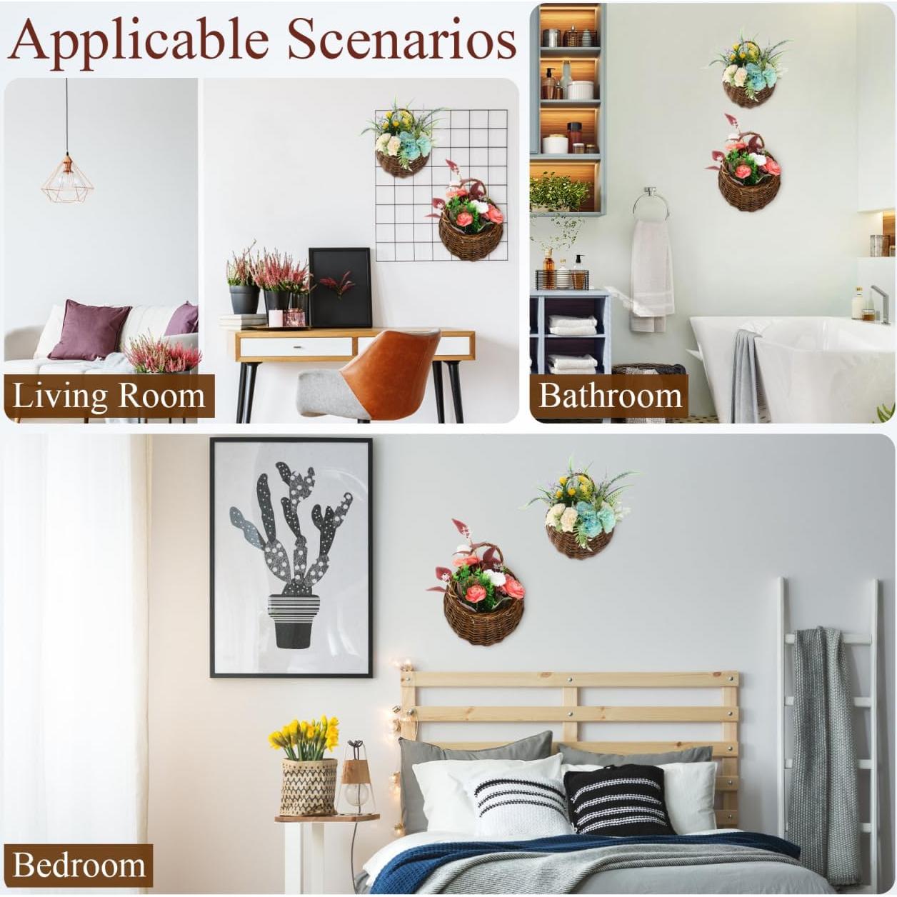 Cestas Colgantes de Mimbre Yardwe - 2 Piezas 31x27x12 cm