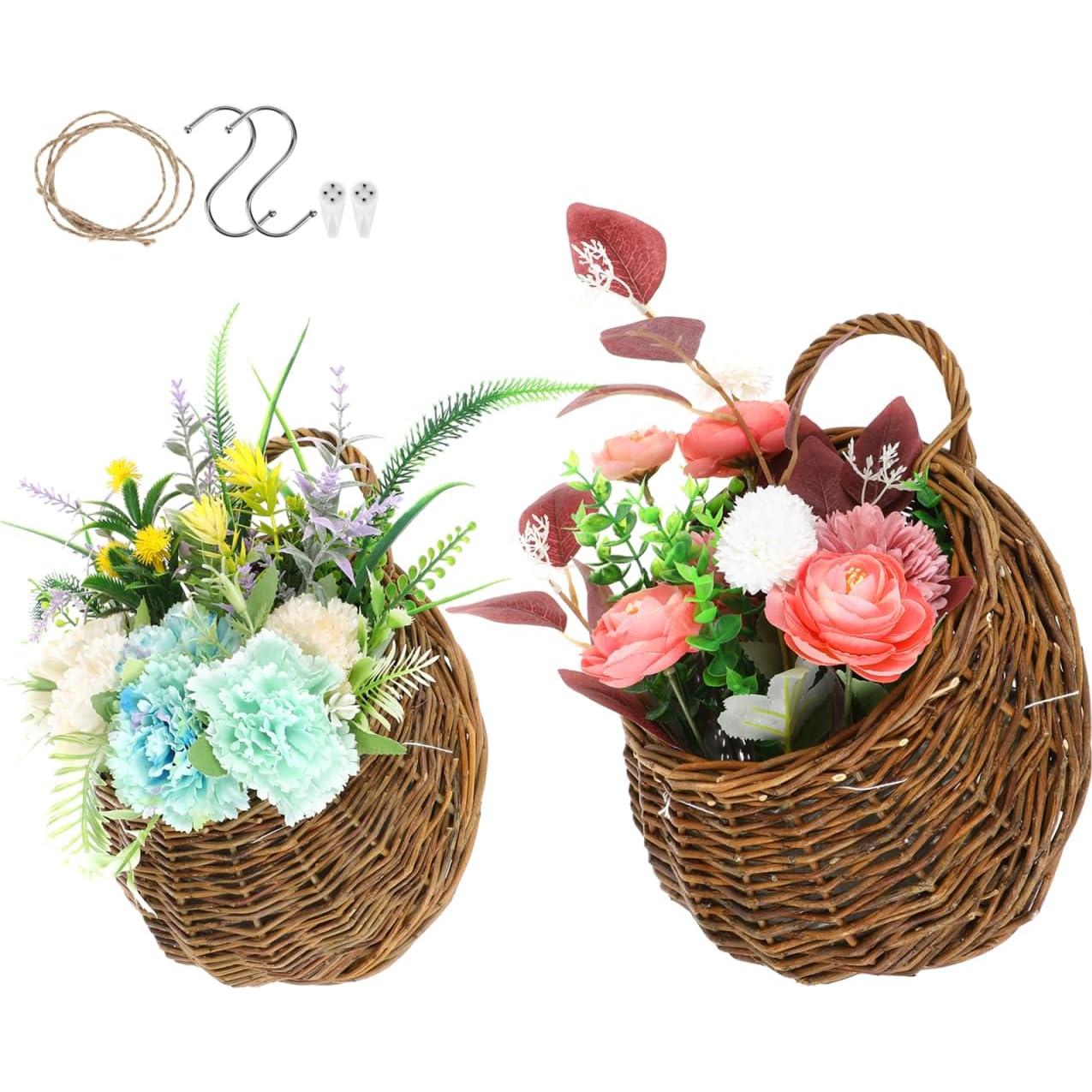 Cestas Colgantes de Mimbre Yardwe - 2 Piezas 31x27x12 cm