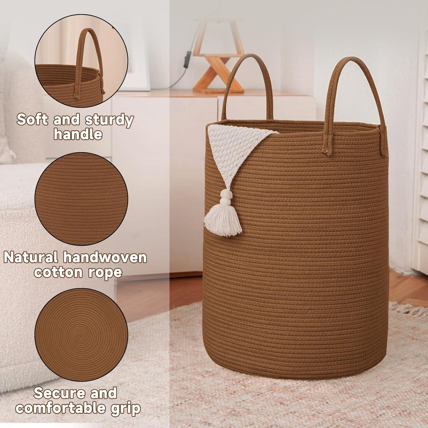 Cesta de lavandería grande 60L JMvicyroam yute dorado