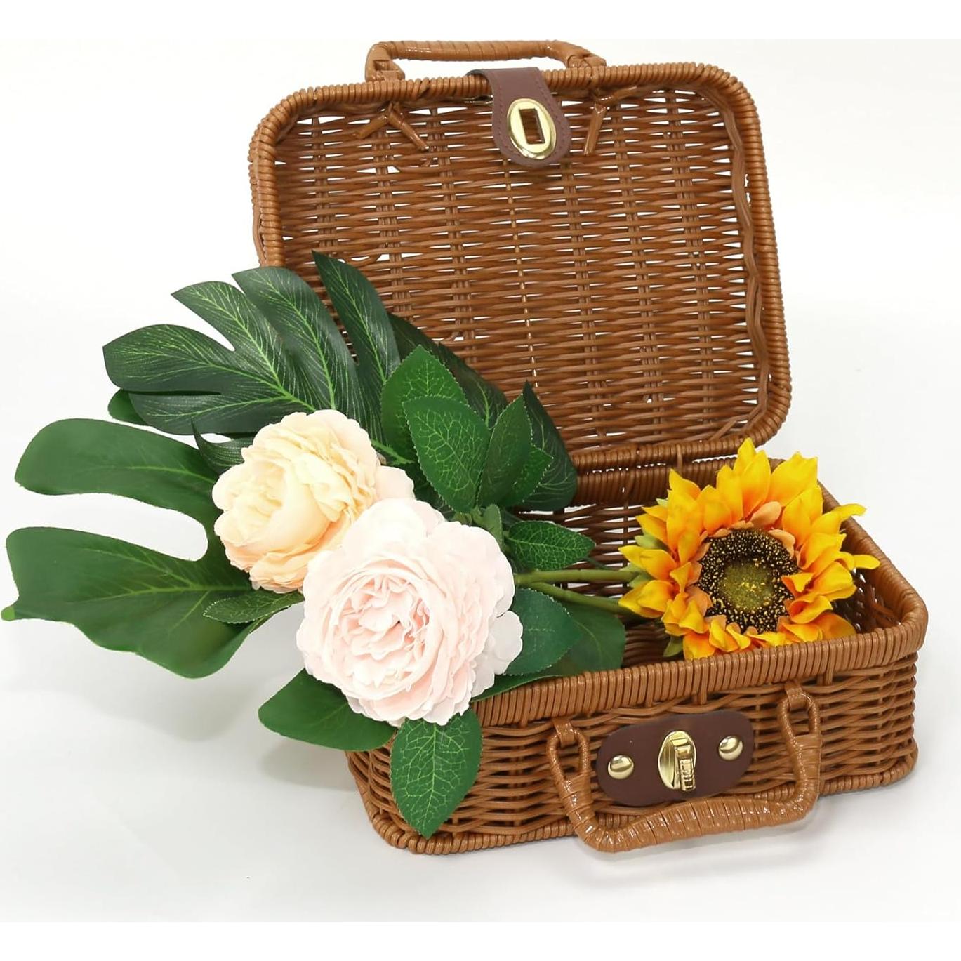 Cesta de Picnic de Mimbre Etnorsu - Grande y Pequeña, Marrón