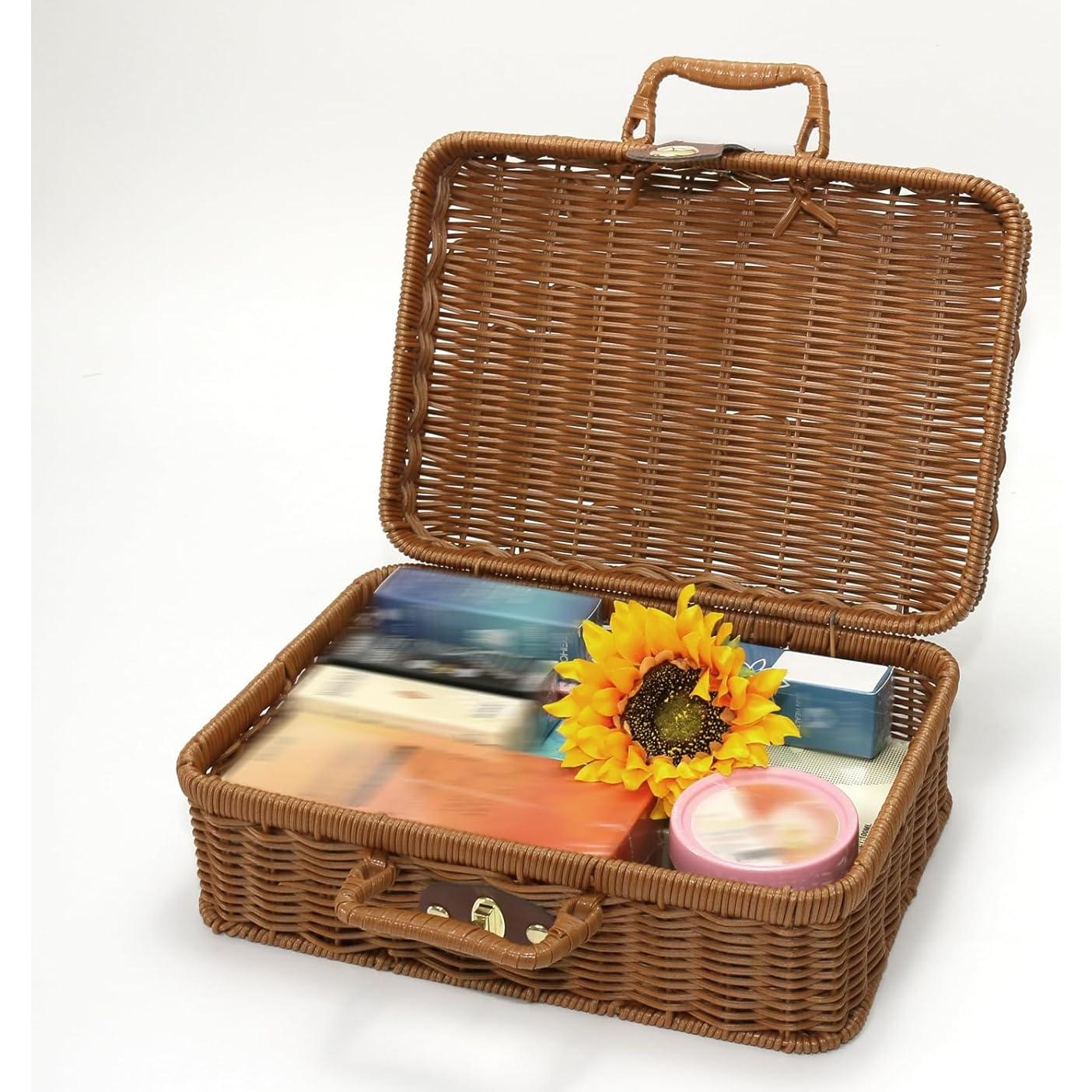 Cesta de Picnic de Mimbre Etnorsu - Grande y Pequeña, Marrón