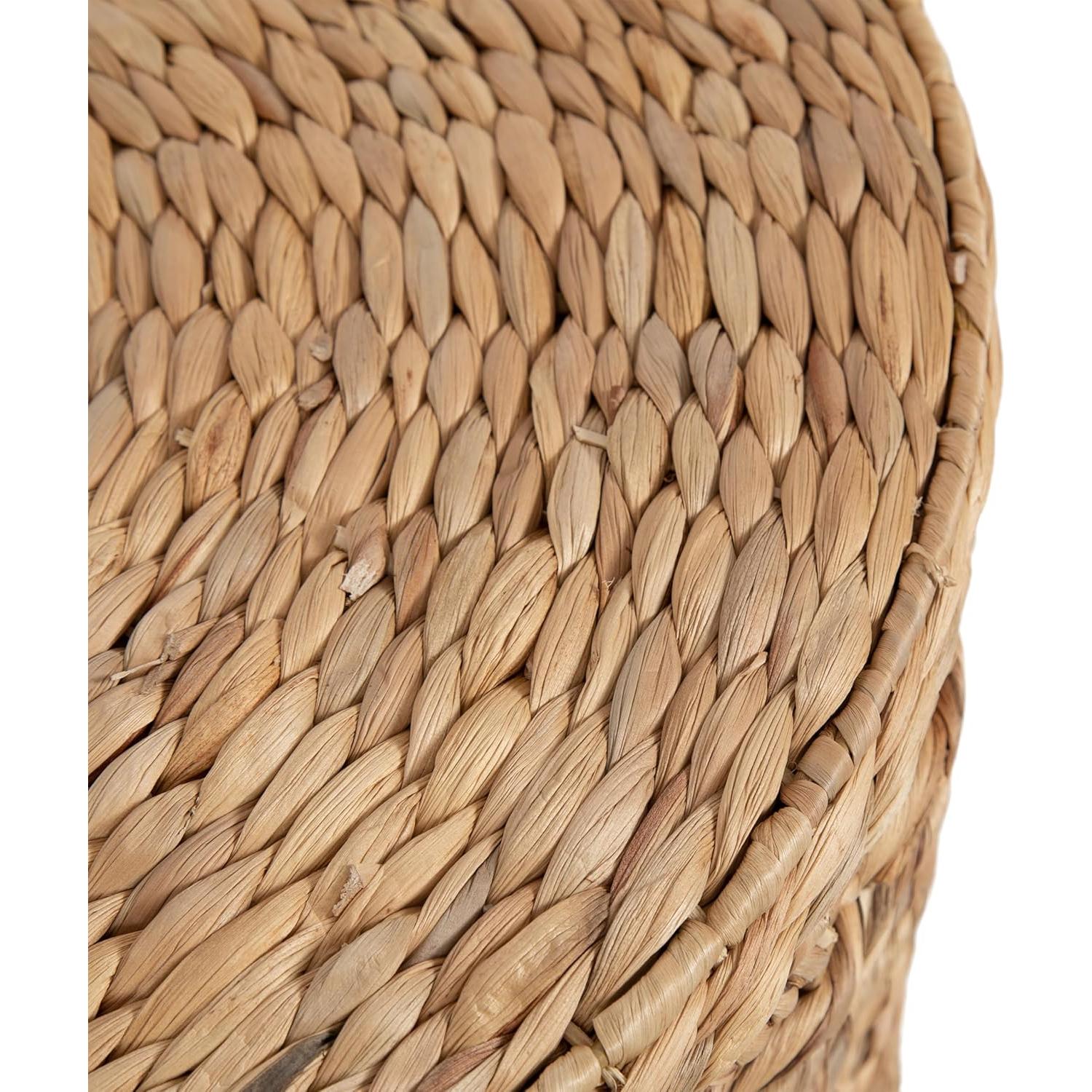 Mesas Laterales Redondas Kate y Laurel Halm - Juego de 2, Ratan Natural