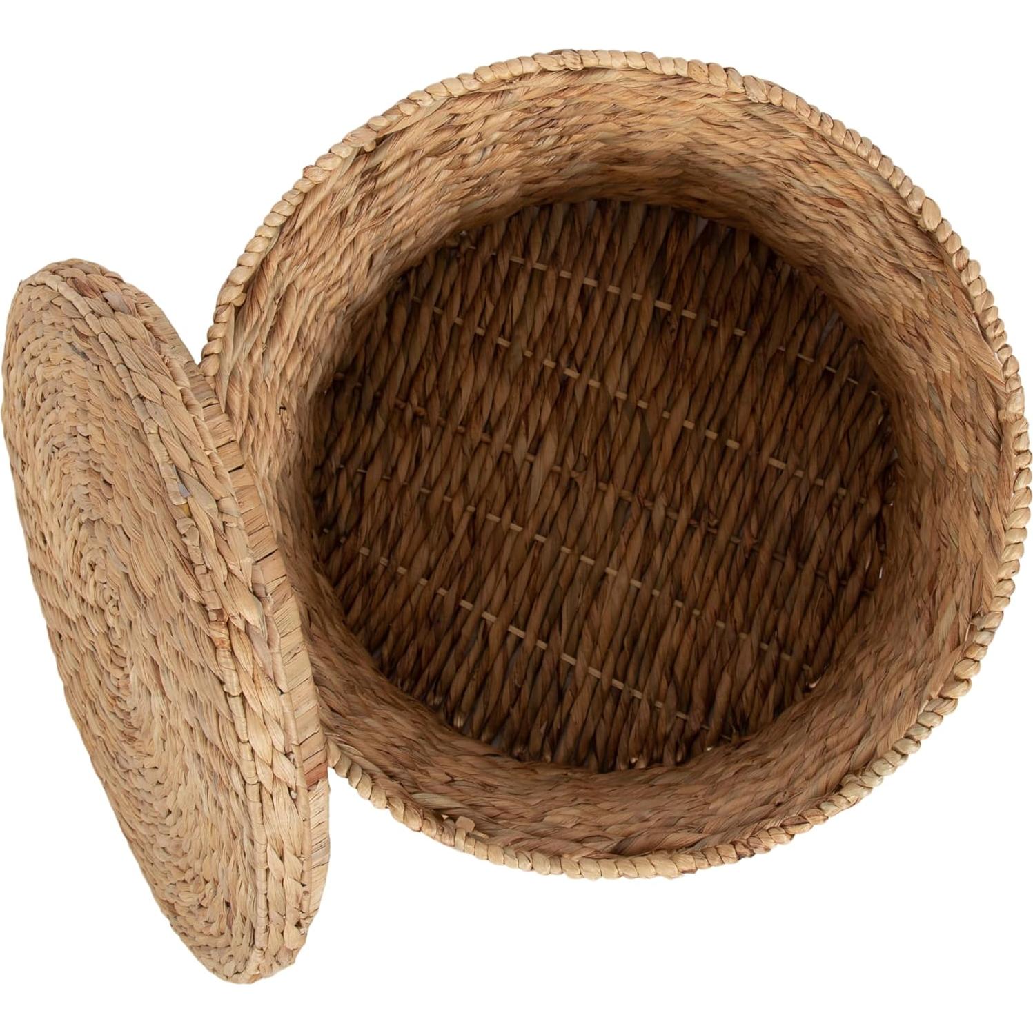 Mesas Laterales Redondas Kate y Laurel Halm - Juego de 2, Ratan Natural