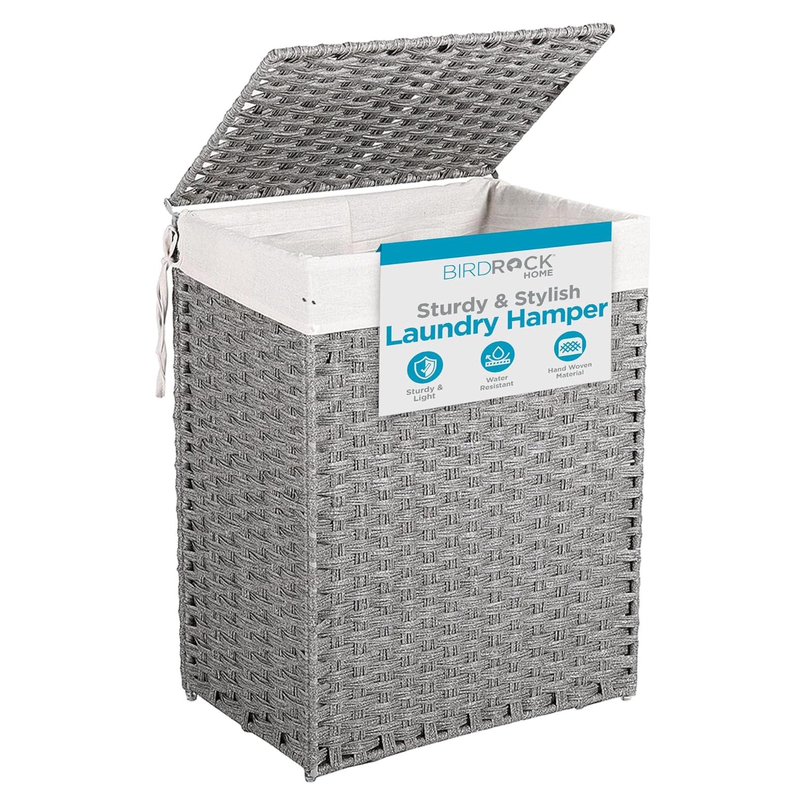 Cesta de Ropa Sucia BIRDROCK HOME Individual Gris 46x33x60cm