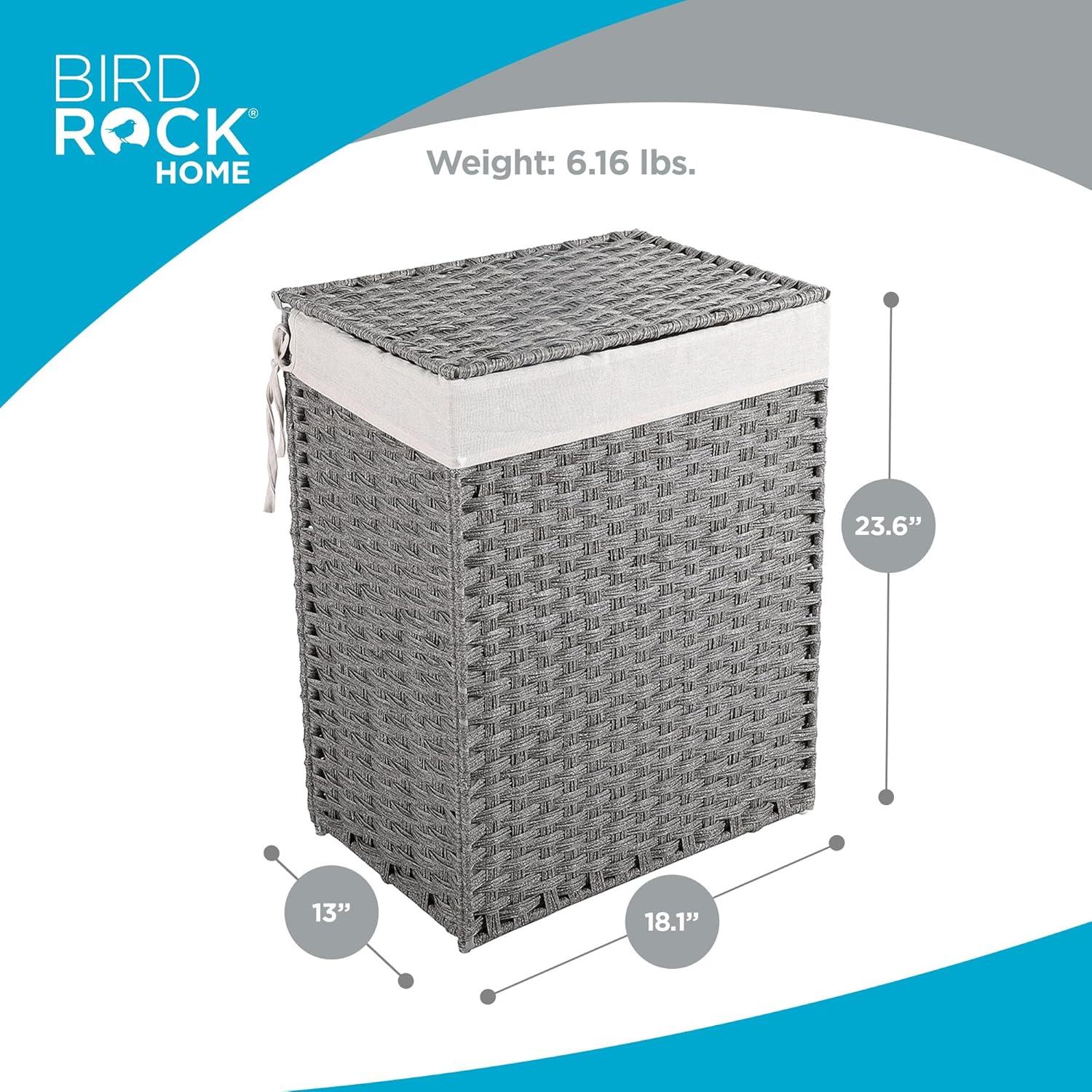 Cesta de Ropa Sucia BIRDROCK HOME Individual Gris 46x33x60cm