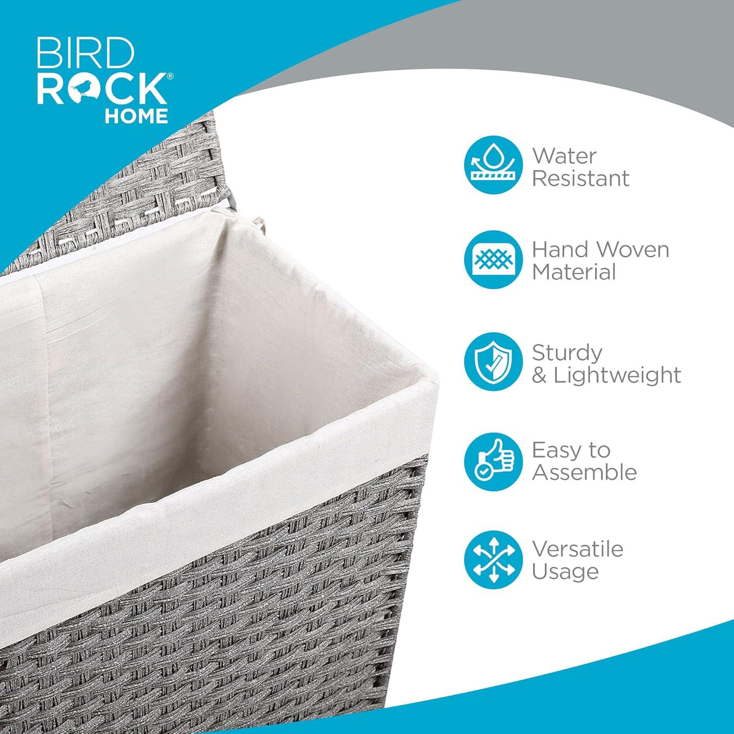 Cesta de Ropa Sucia BIRDROCK HOME Individual Gris 46x33x60cm