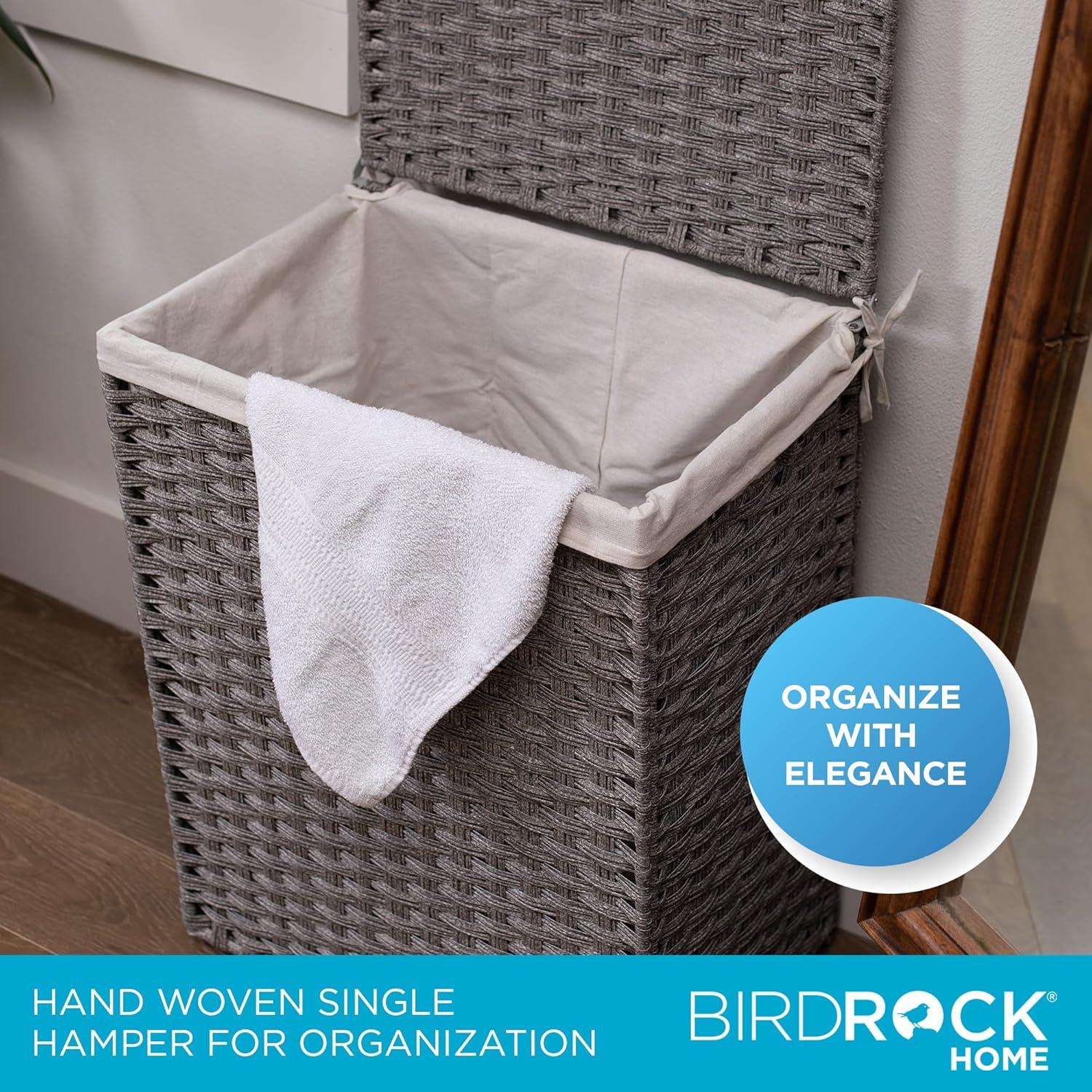 Cesta de Ropa Sucia BIRDROCK HOME Individual Gris 46x33x60cm