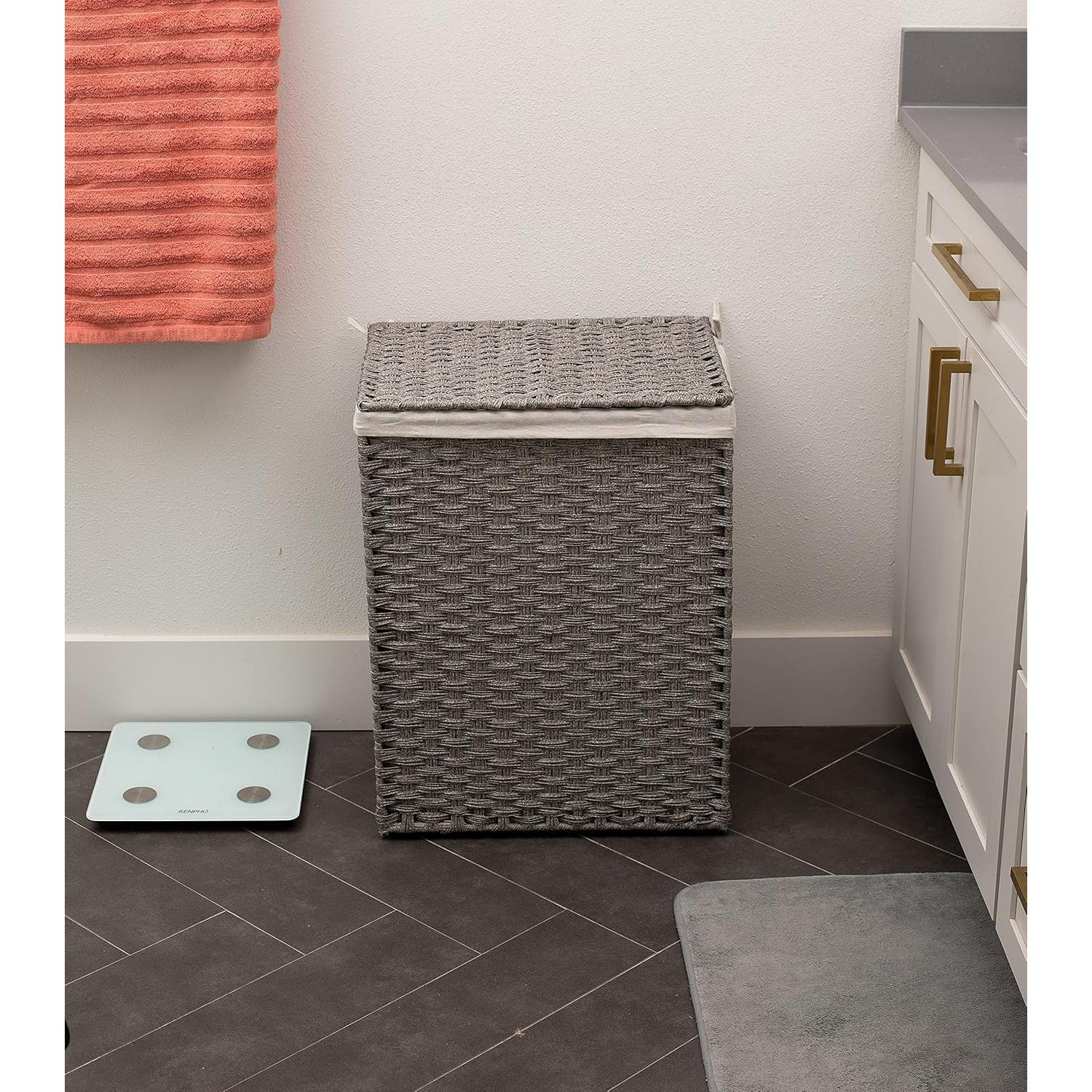 Cesta de Ropa Sucia BIRDROCK HOME Individual Gris 46x33x60cm