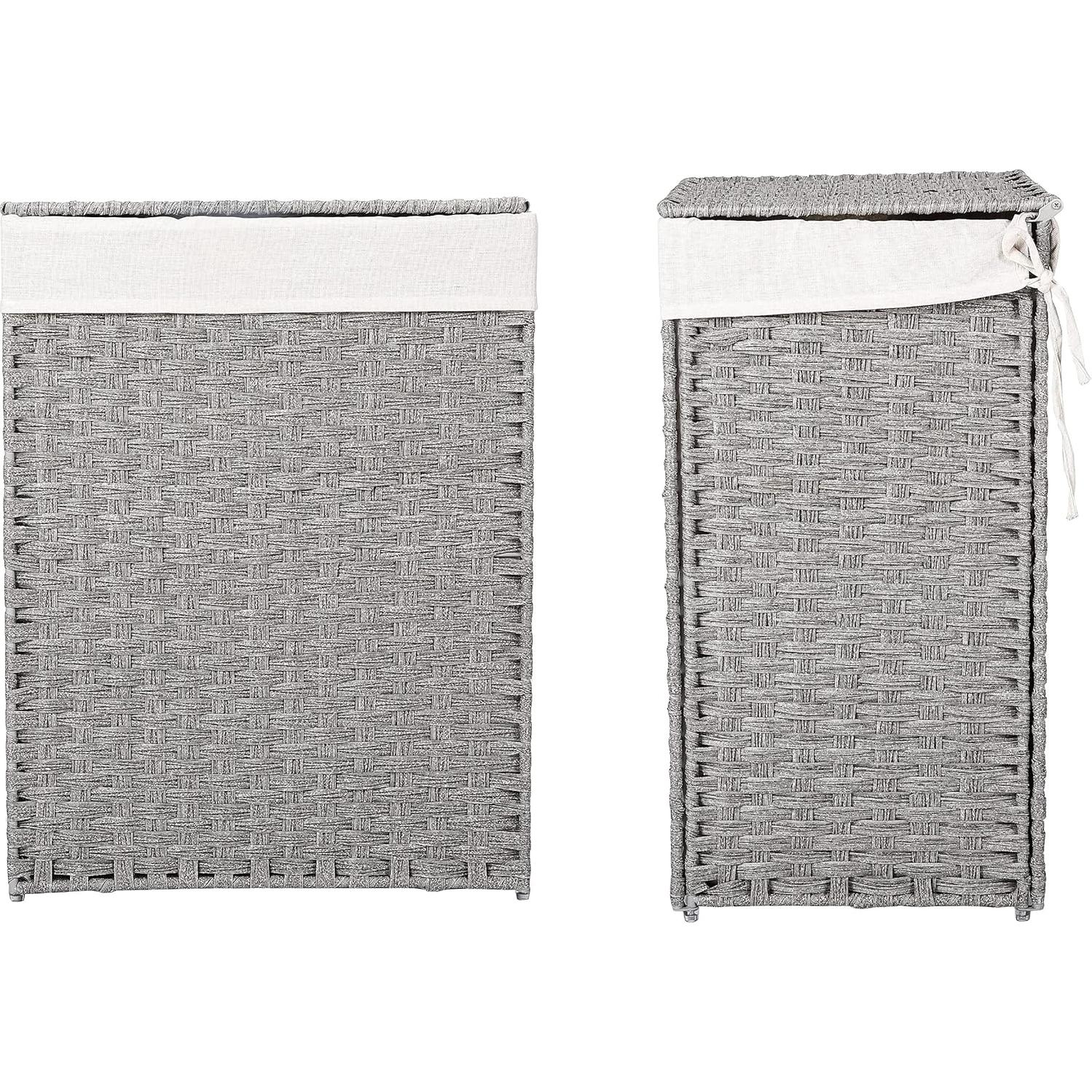 Cesta de Ropa Sucia BIRDROCK HOME Individual Gris 46x33x60cm