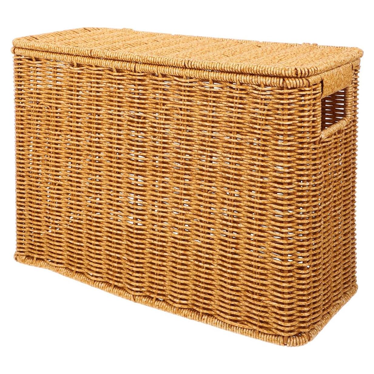 Cesta de Revistas UPKOCH de Plástico Tejida con Tapa 37.8x15x26.9cm