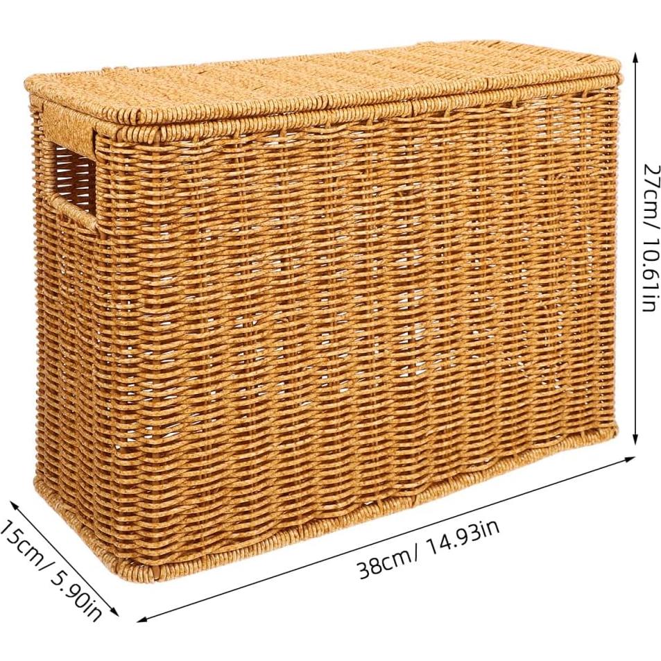 Cesta de Revistas UPKOCH de Plástico Tejida con Tapa 37.8x15x26.9cm