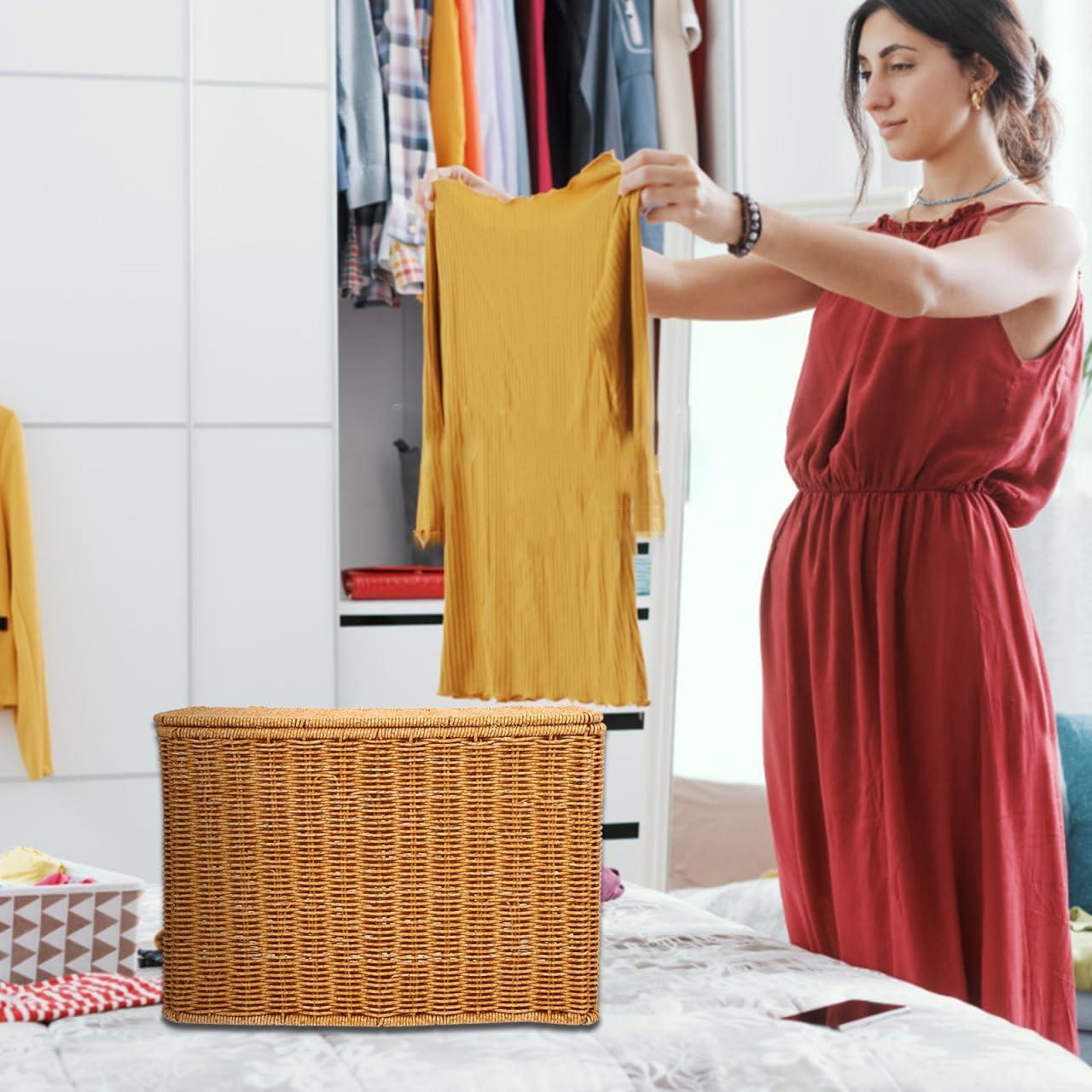 Cesta de Revistas UPKOCH de Plástico Tejida con Tapa 37.8x15x26.9cm