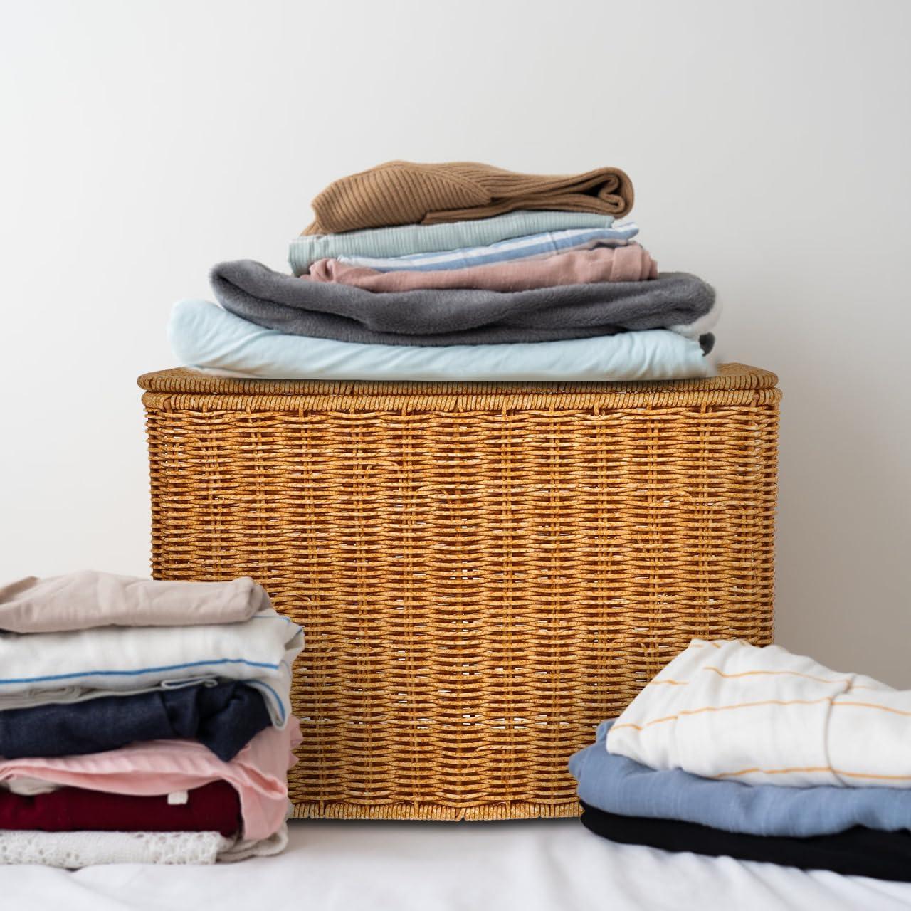 Cesta de Revistas UPKOCH de Plástico Tejida con Tapa 37.8x15x26.9cm