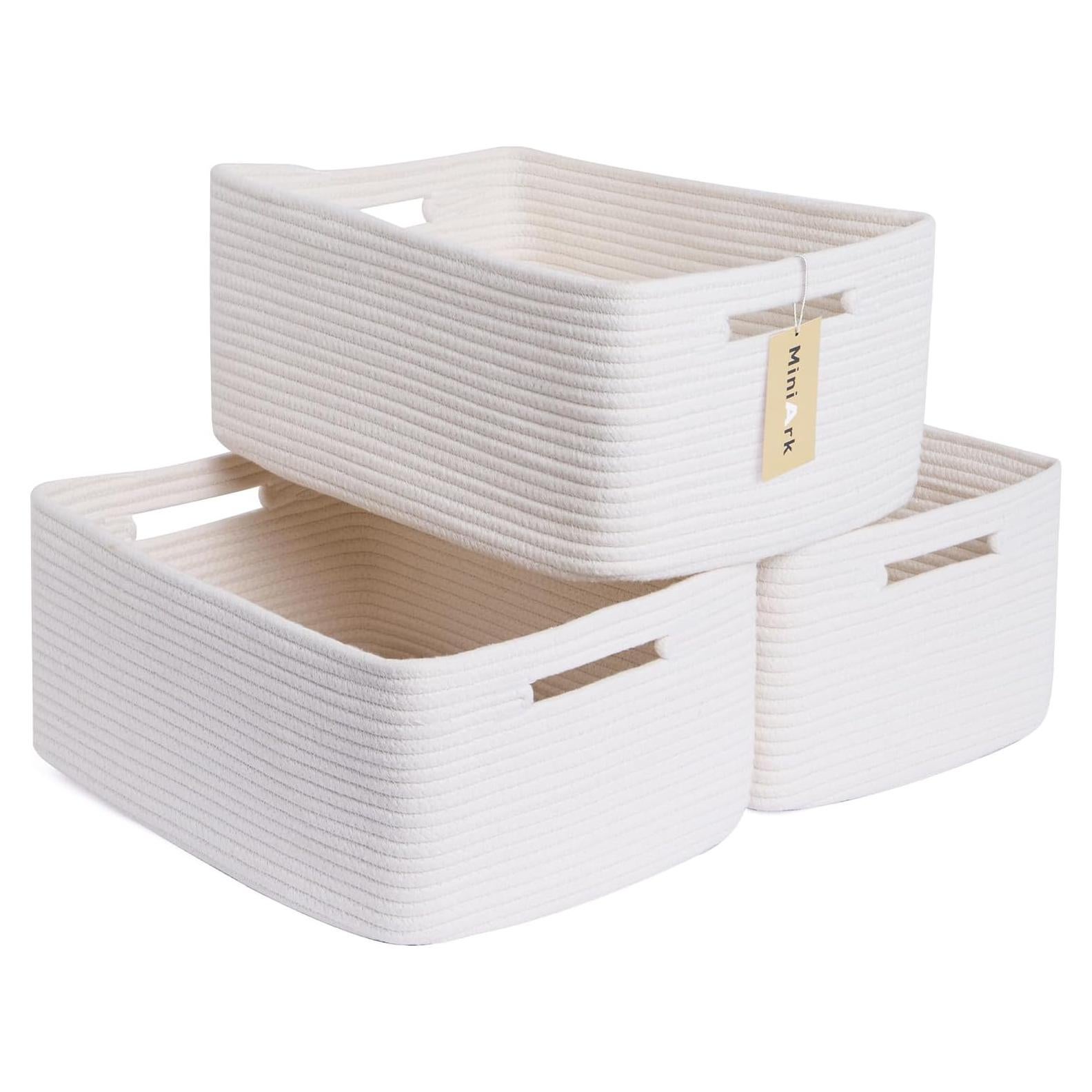 Cestas de Almacenamiento MiniArk 3 Piezas 43x33x19 cm Blanco Roto