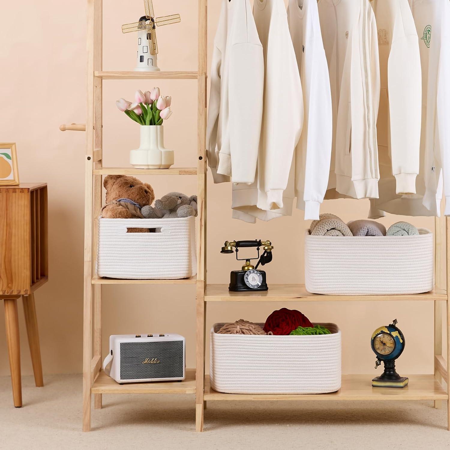 Cestas de Almacenamiento MiniArk 3 Piezas 43x33x19 cm Blanco Roto