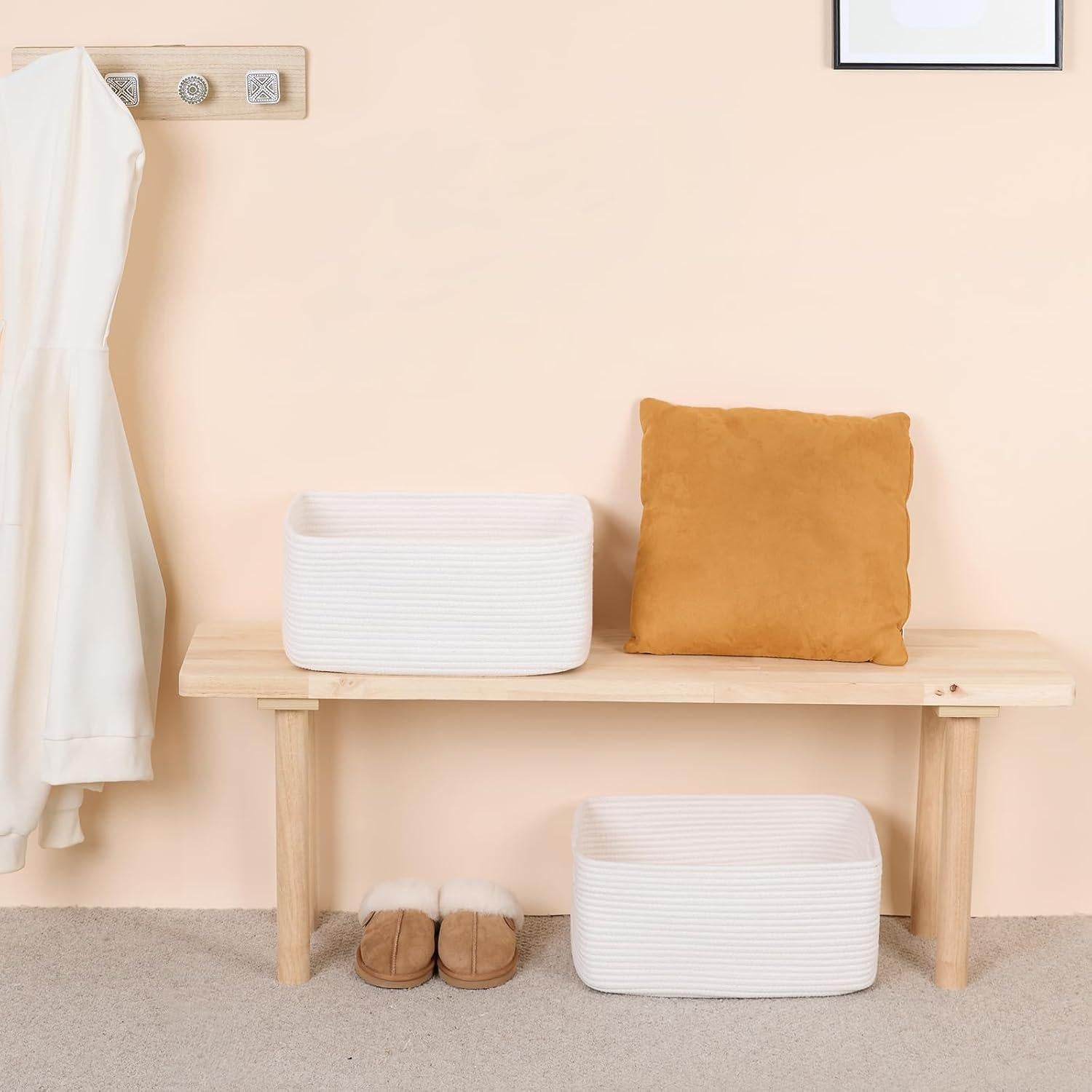 Cestas de Almacenamiento MiniArk 3 Piezas 43x33x19 cm Blanco Roto