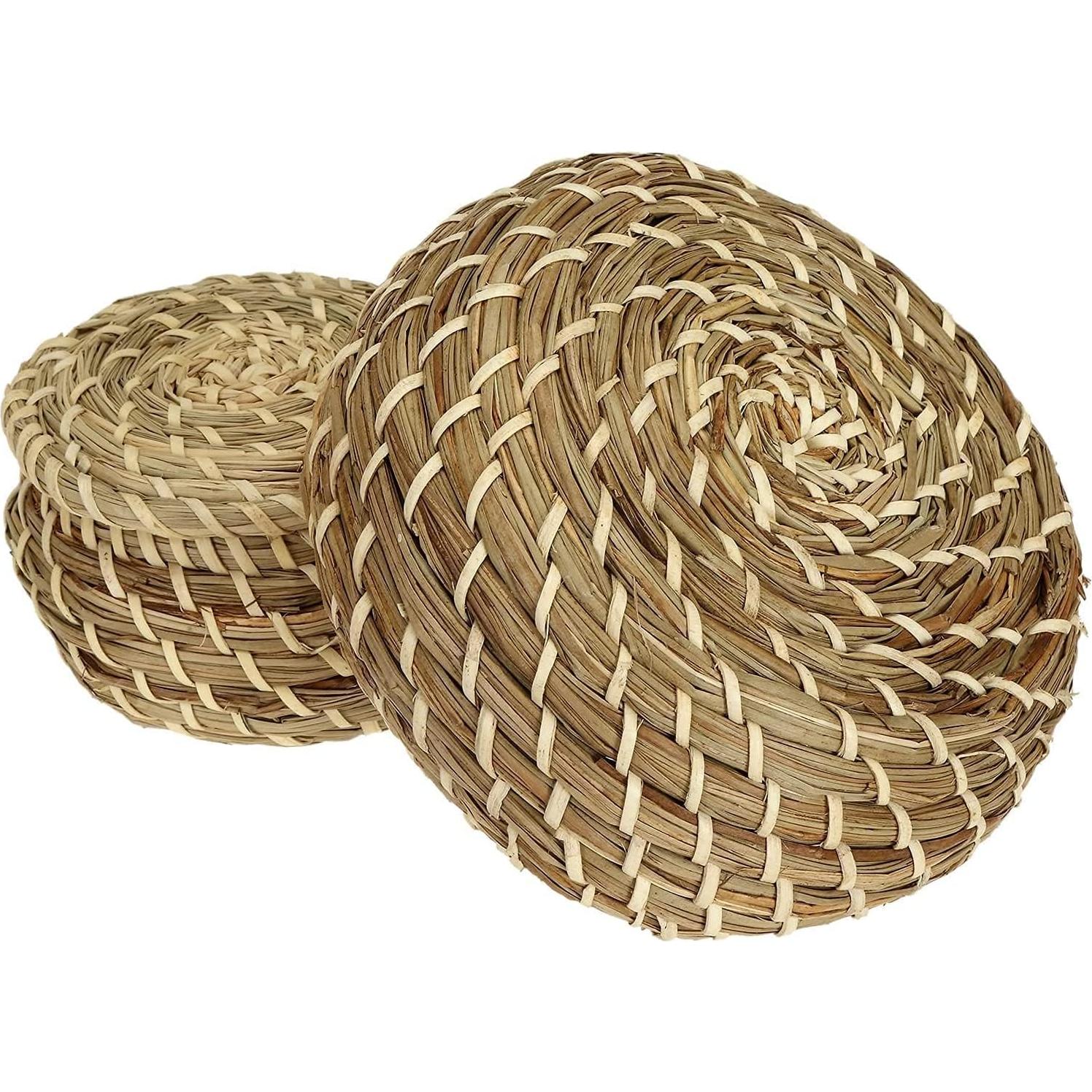 Conjunto de 3 Cestas de Mimbre Dicunoy con Tapa - Almacenamiento