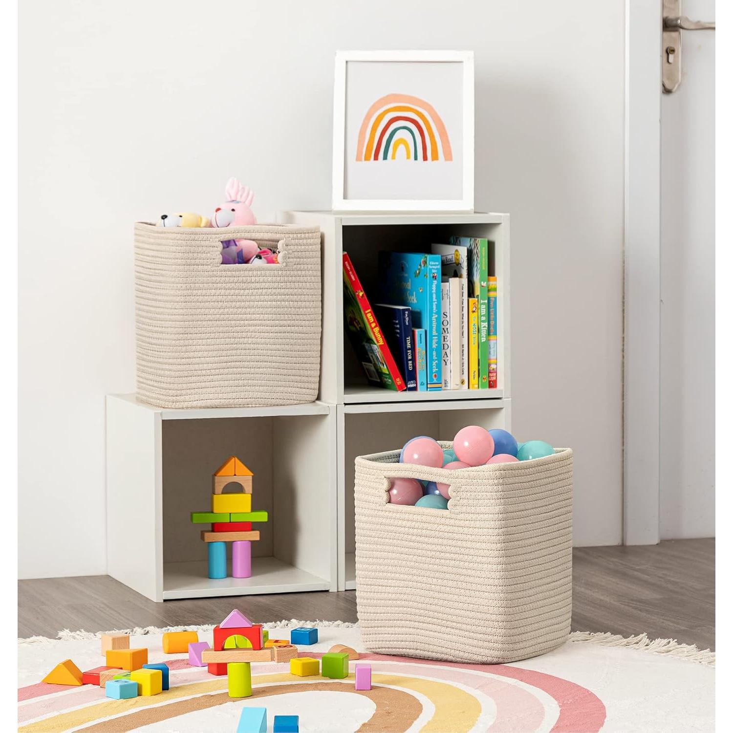 UBBCARE Juego de 4 Canastas de Almacenamiento Beige 27.94 cm