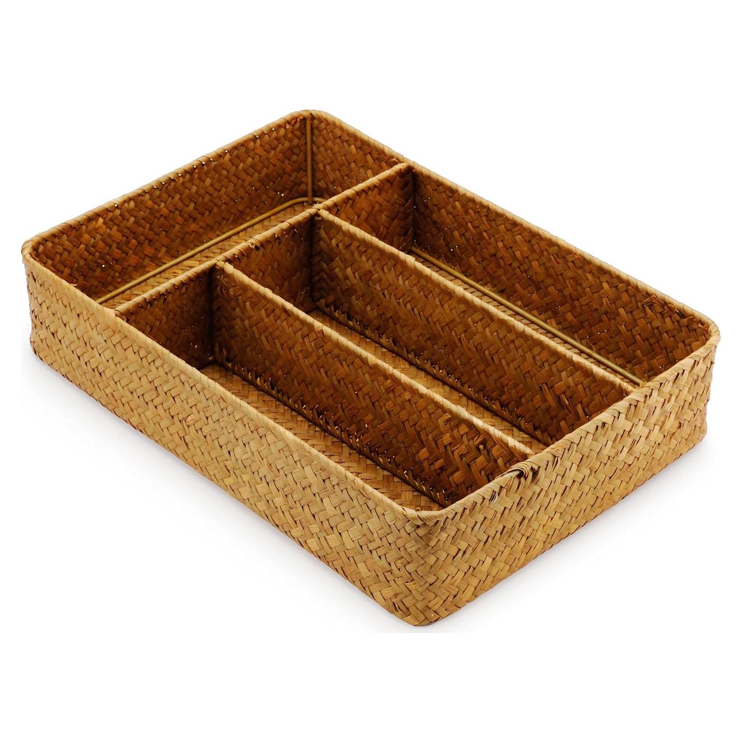 Cesta de Almacenamiento DECRAFTS 4 Secciones Natural 36x26x5 cm