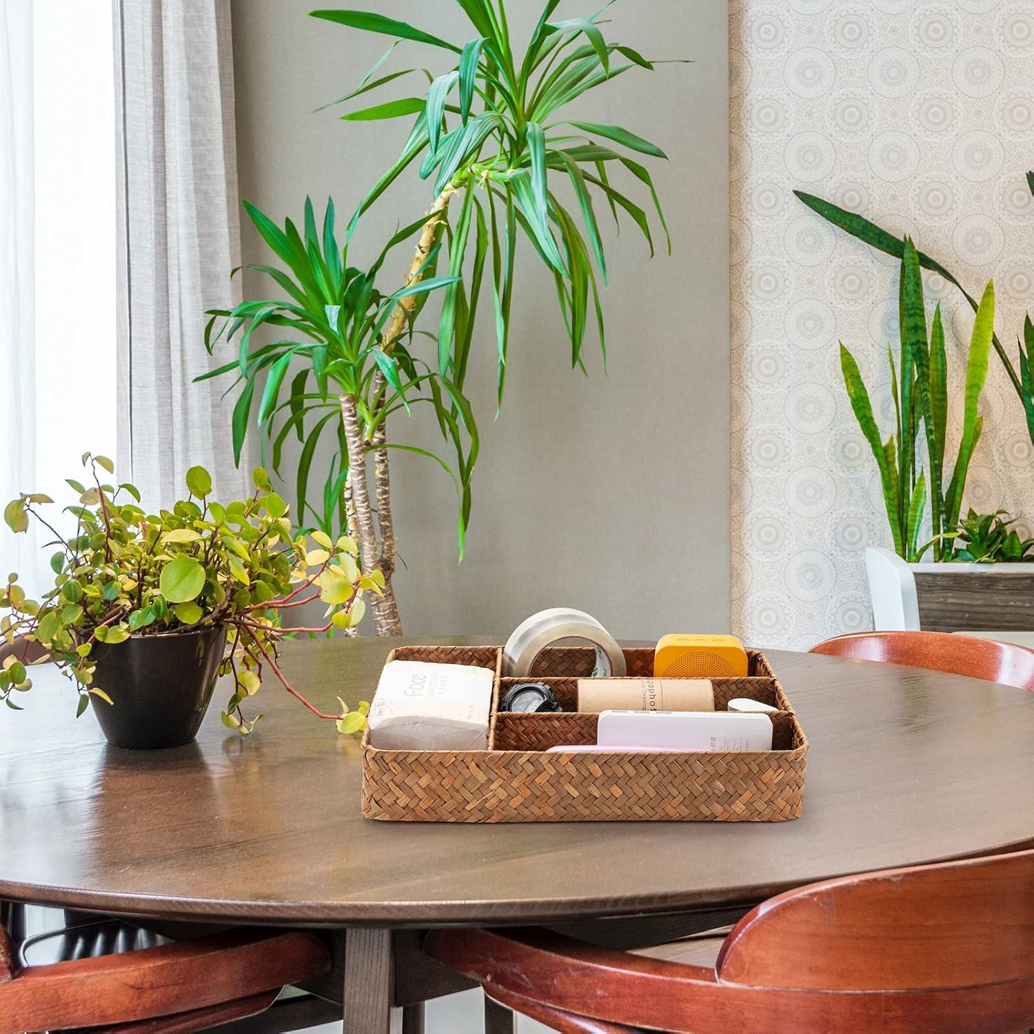 Cesta de Almacenamiento DECRAFTS 4 Secciones Natural 36x26x5 cm