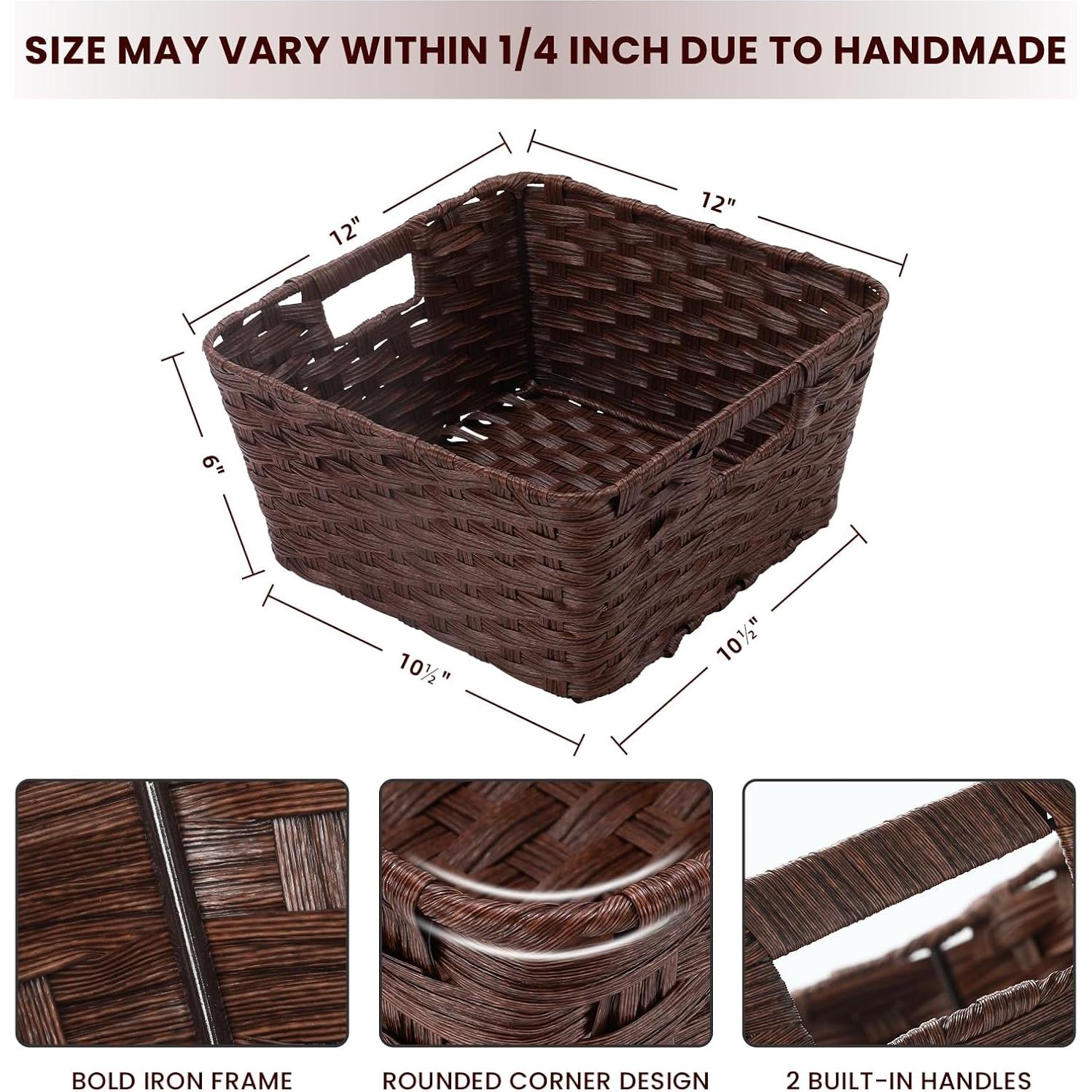 Cestas de Almacenamiento de Mimbre Onlytak Marrón 30x30x15 cm Paquete de 2