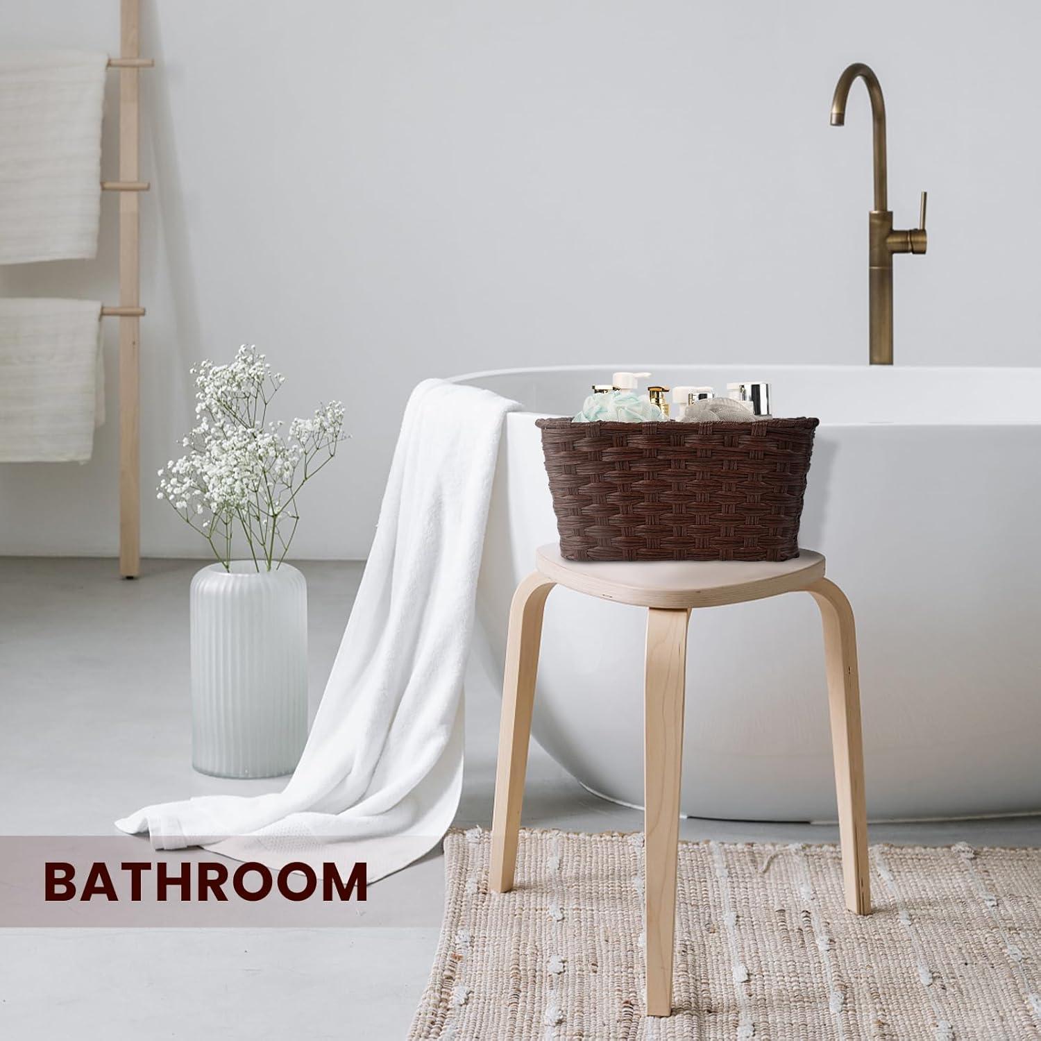 Cestas de Almacenamiento de Mimbre Onlytak Marrón 30x30x15 cm Paquete de 2