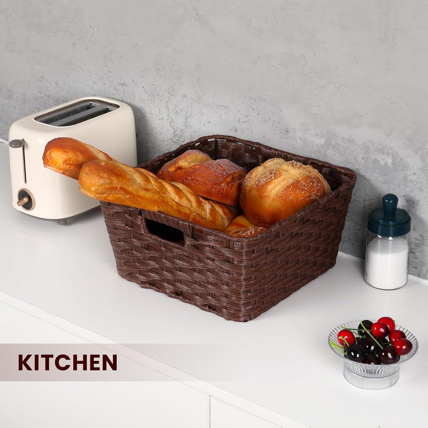 Cestas de Almacenamiento de Mimbre Onlytak Marrón 30x30x15 cm Paquete de 2