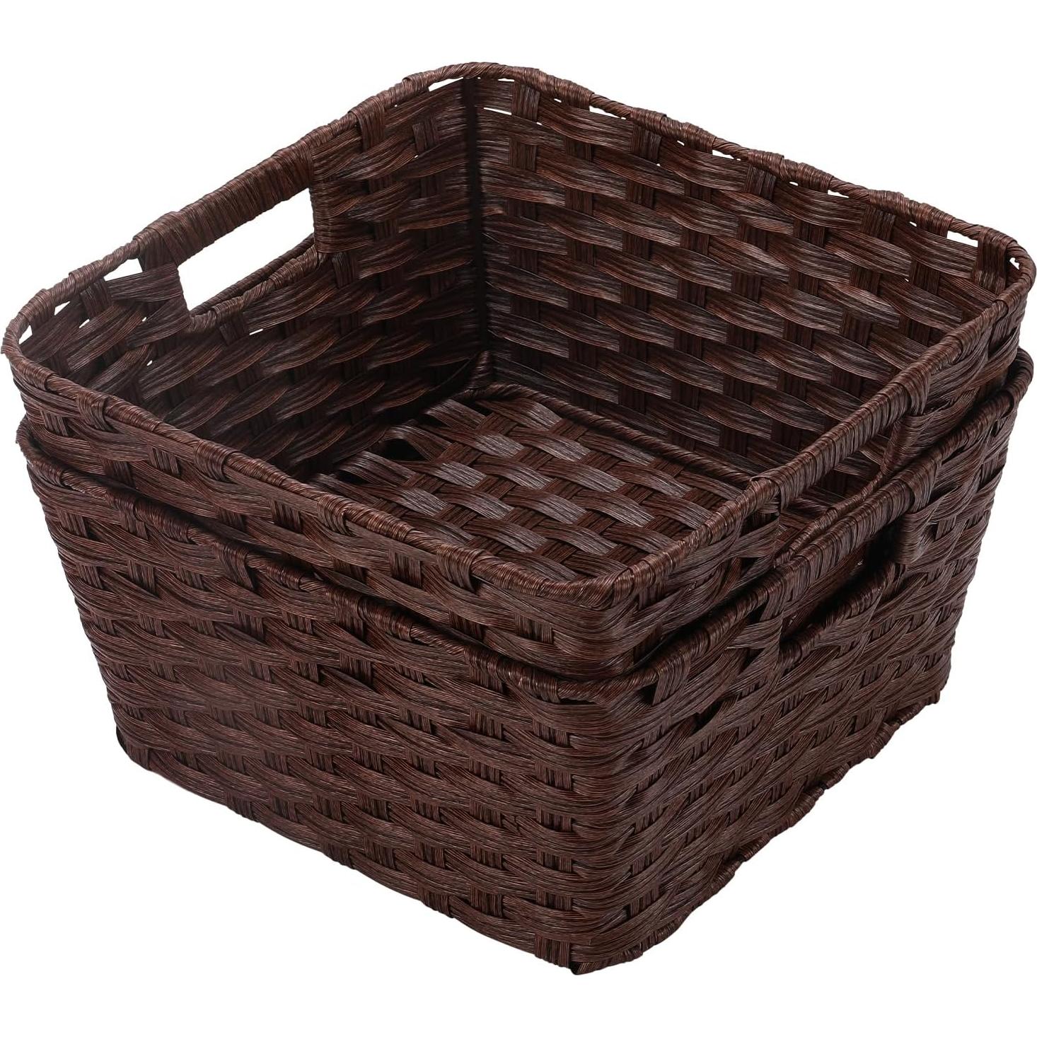 Cestas de Almacenamiento de Mimbre Onlytak Marrón 30x30x15 cm Paquete de 2