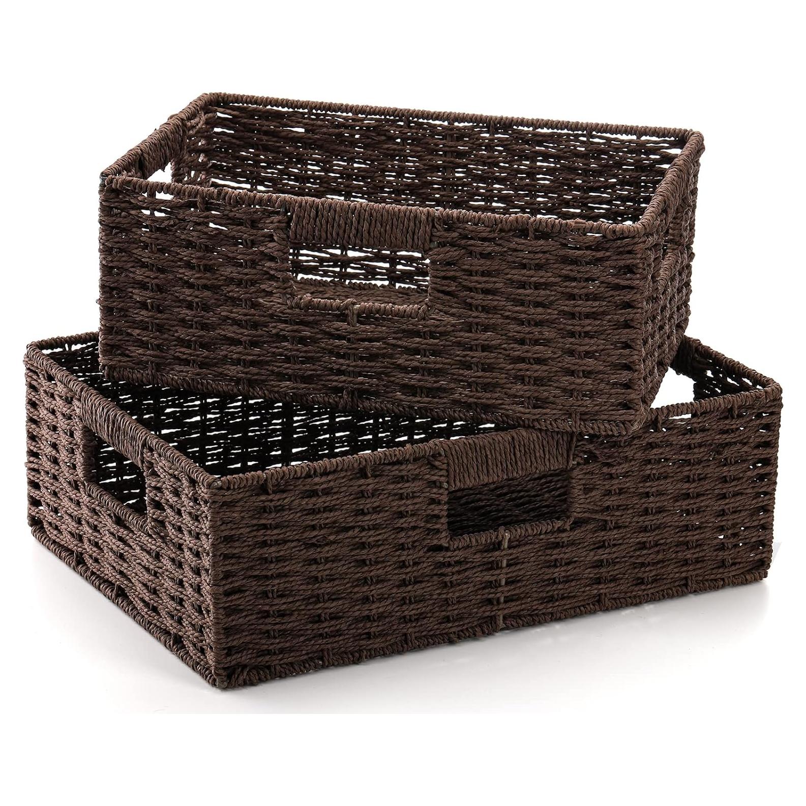 Cestas de Almacenamiento de Mimbre Marrón TOPZEA - 2 Piezas