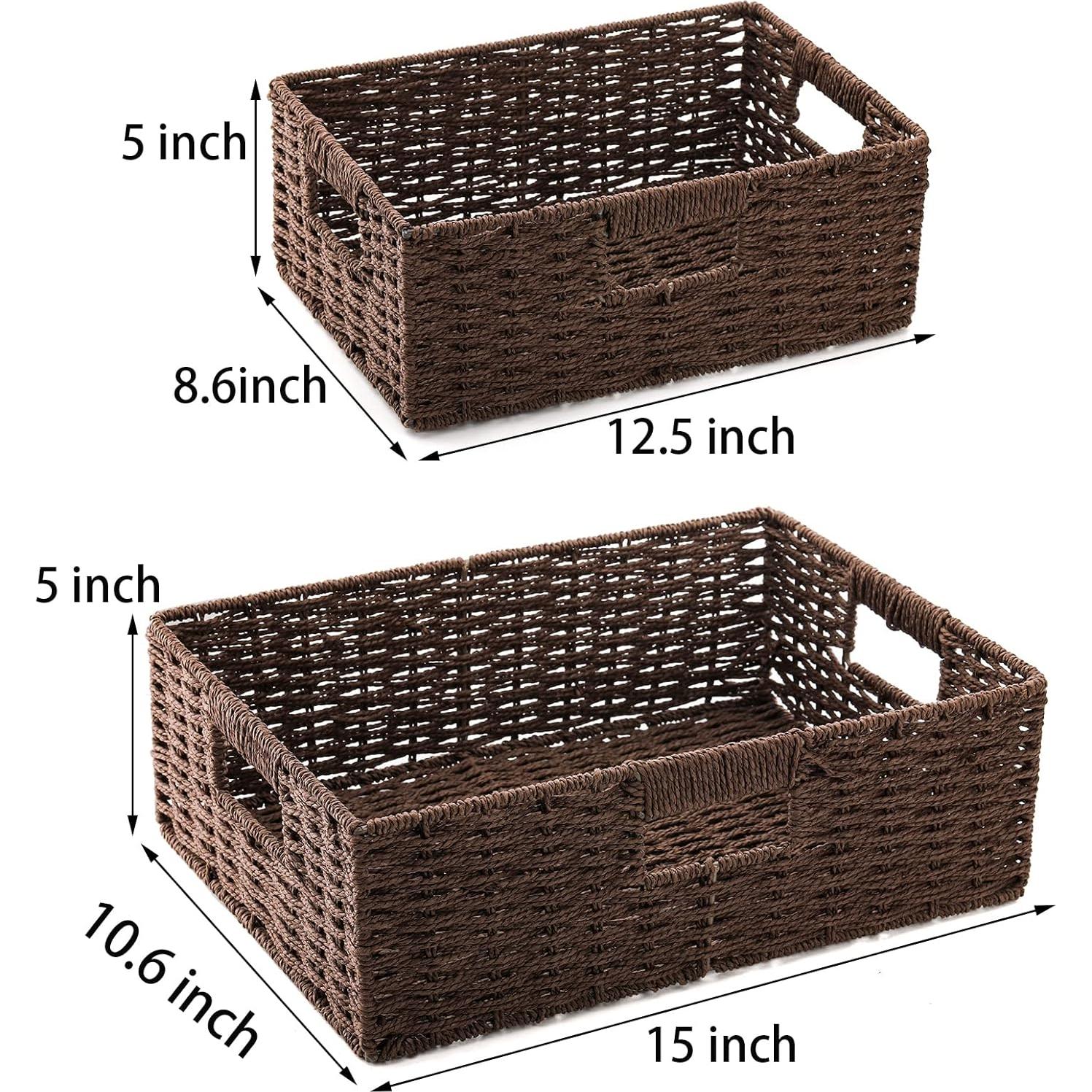 Cestas de Almacenamiento de Mimbre Marrón TOPZEA - 2 Piezas