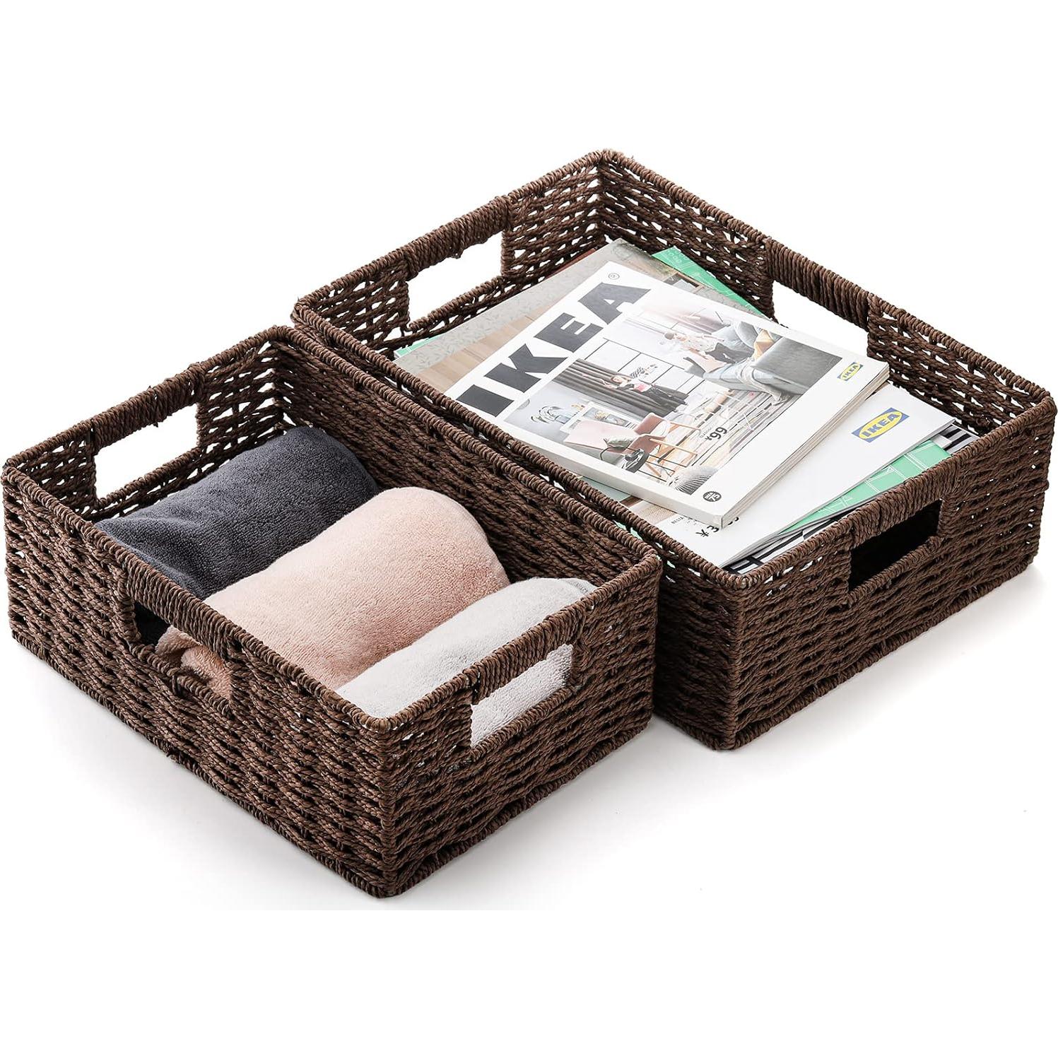 Cestas de Almacenamiento de Mimbre Marrón TOPZEA - 2 Piezas