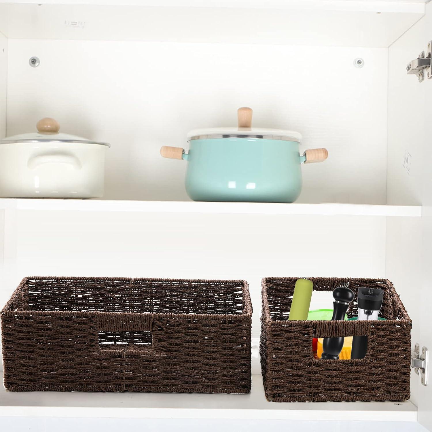 Cestas de Almacenamiento de Mimbre Marrón TOPZEA - 2 Piezas