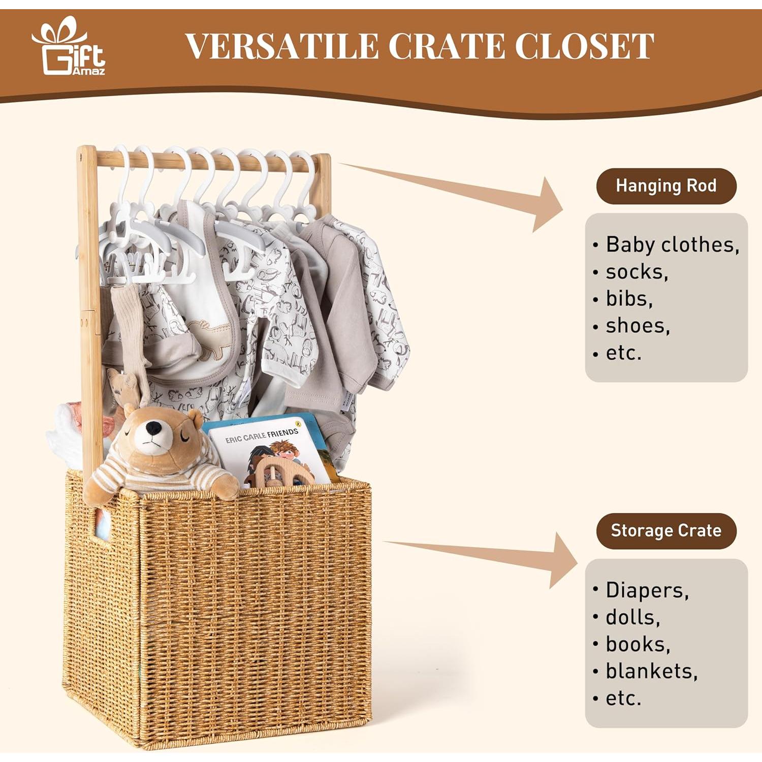 Cajón de Almacenamiento para Bebés GiftAmaz - Ratán Tejido 30x30x70cm