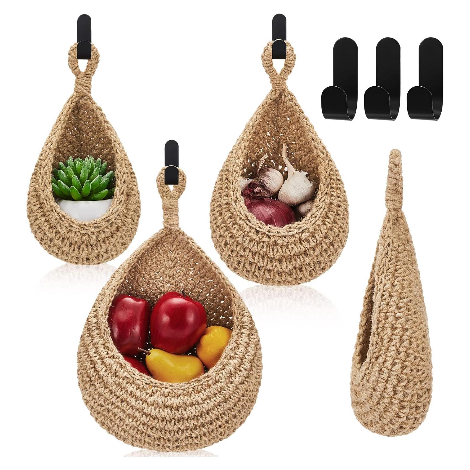 Cesta Colgante Honeydak de Algodón Bohemia 3 Tamaños Lino Claro